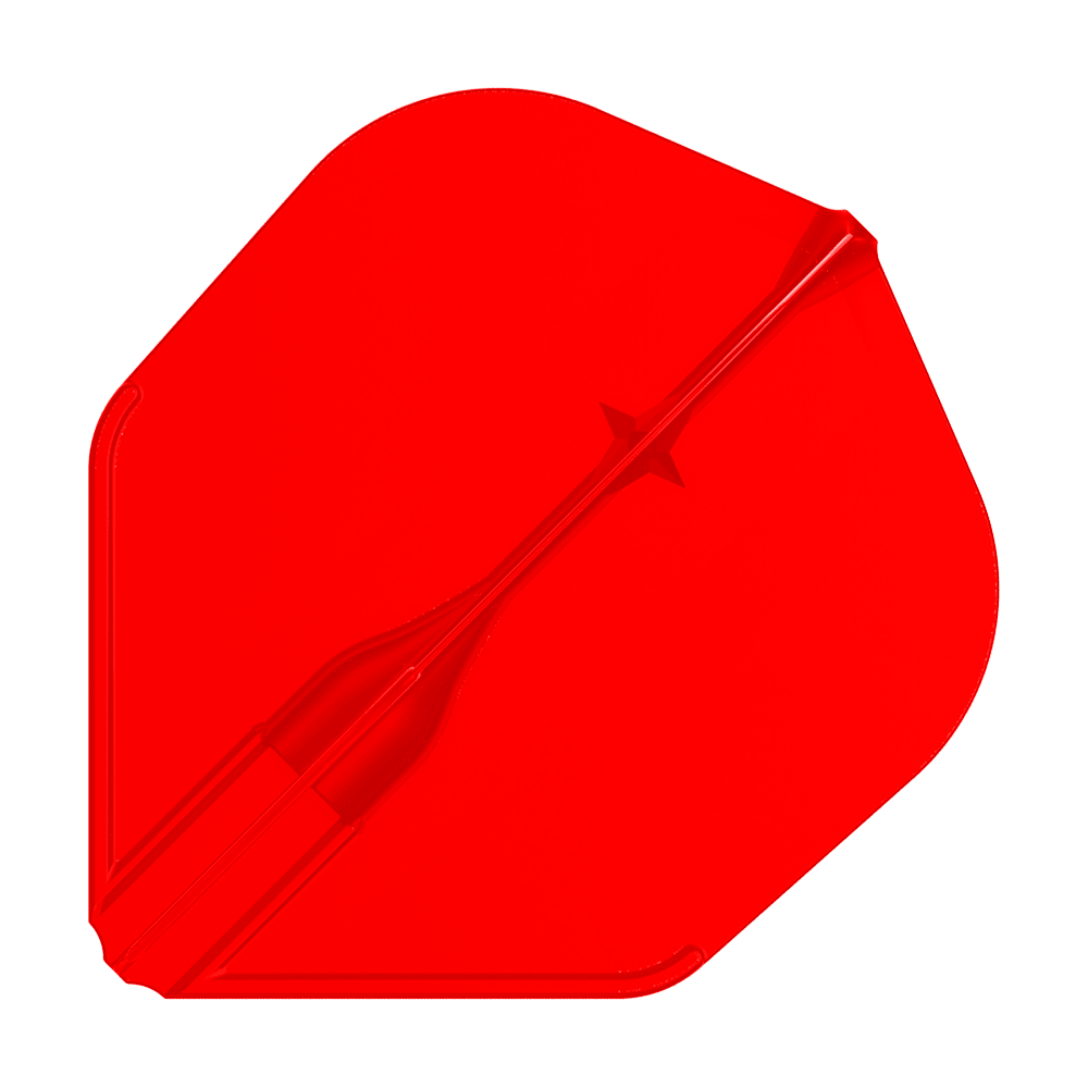 Voli L-L-Style3EZ Das Bild zeigt eine rote Dartflügel. Die Oberfläche ist glatt und hat eine symmetrische Form.
