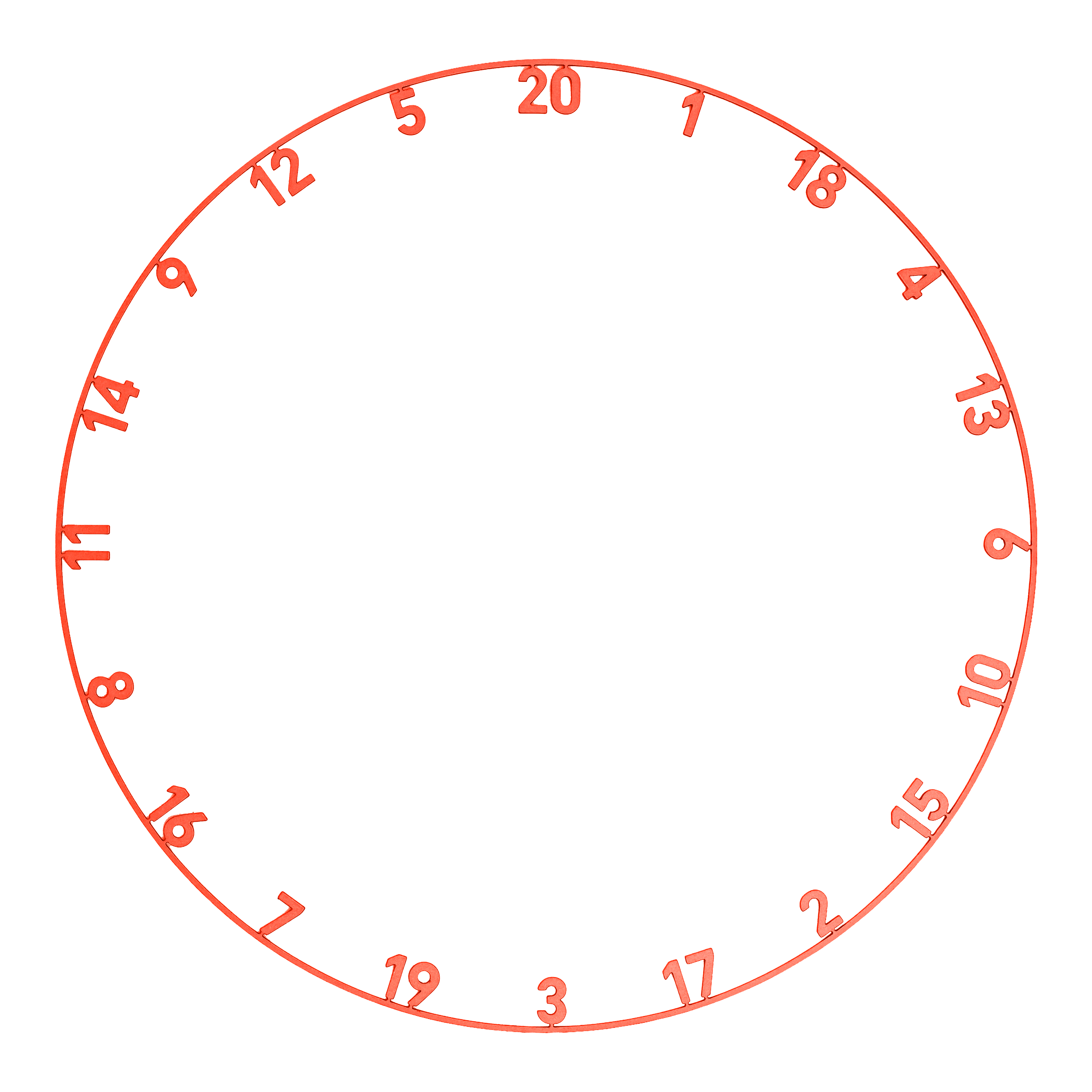 Anello con numero laser tagliato Precise 180 OnePiece Das Bild zeigt einen Zahlenring mit Lasercut-Design in Inferno Red. Dieses Zubehör gehört zum Darts-Sport.