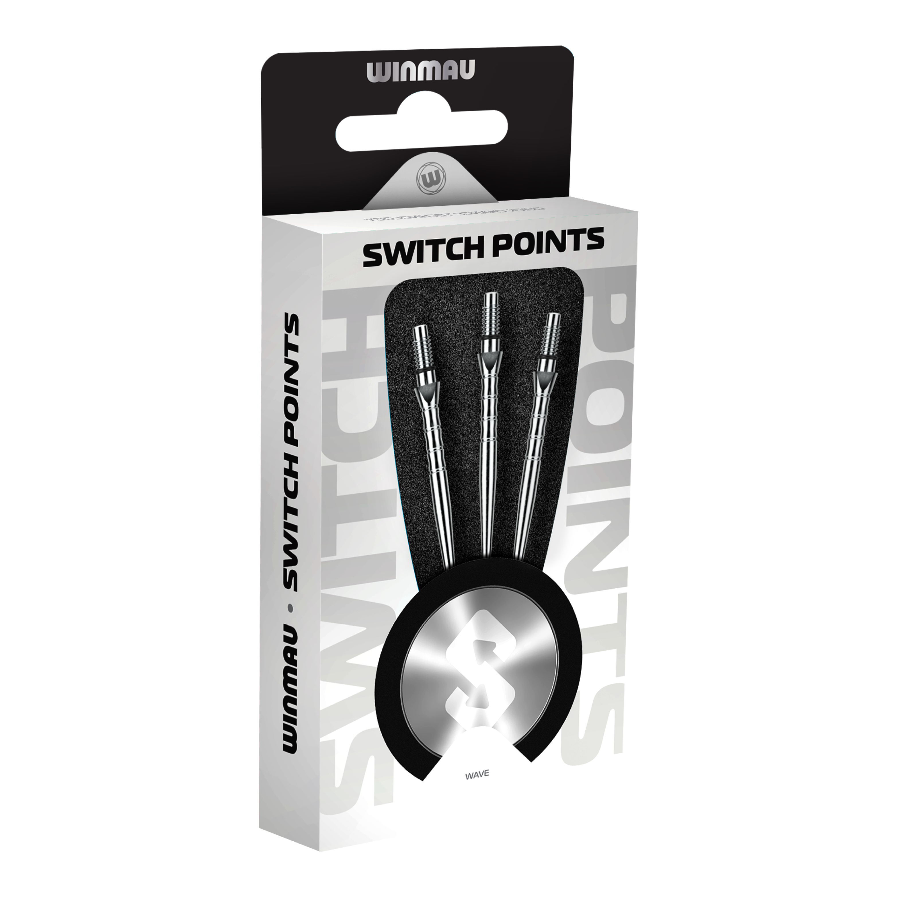 Punte per freccette in acciaio Winmau Switch Point Wave - Effetto argento Abgebildet sind die Winmau Switch Point Wave Steeldartspitzen im Silver Effect. Die Spitze ist für Dartpfeile geeignet und sorgt für einen besonderen Look.