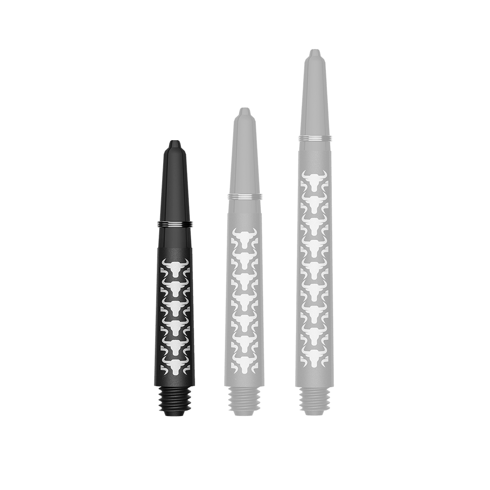 Aste in carbonio Bulls NL Capo - Bianche Das Bild zeigt einen kurzen weißen Carbon Shaft für Darts. Der Schaft ist etwa 34 mm lang und aus Kohlefaser.