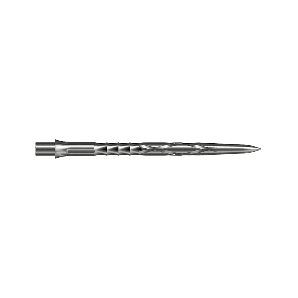 Punte per freccette in acciaio Caliburn System - HAN G2 - Argento Gezeigt wird eine silberne Steeldartspitze Caliburn Evo System HAN G2 in 36 mm Länge. Die Spitze ist für Steeldarts gedacht.