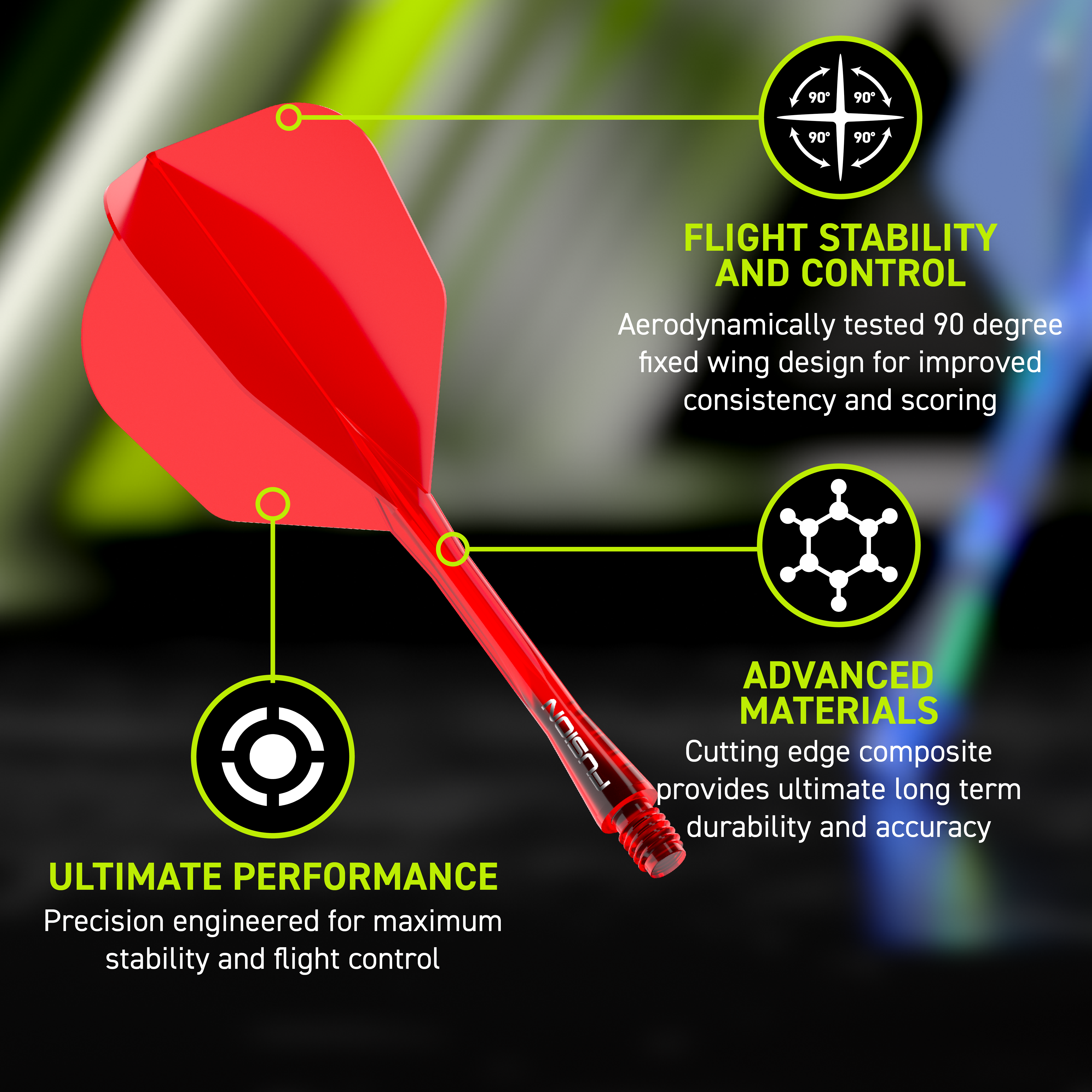 Sistema di alberi di volo a fusione Winmau n. 6 rosso Abgebildet ist das Winmau Fusion Flight-Shaft-System No6 in Rot. Es ist als hochwertiges Flight- und Shaft-System für Dartpfeile konzipiert.