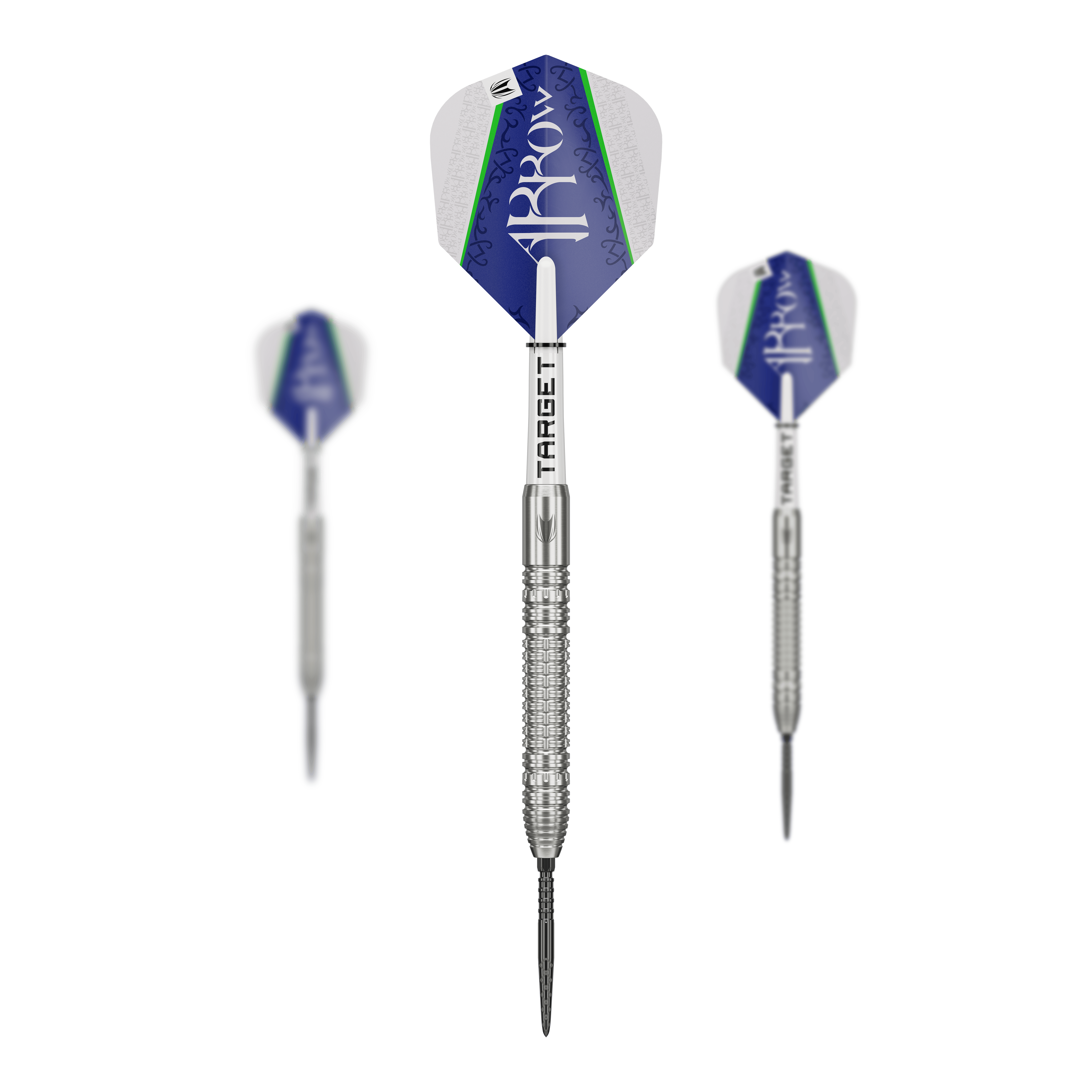 Freccette Target Shane McGuirk GEN1 Swiss Point Steel - 23 g Target Shane McGuirk GEN1 Swiss Point Steeldarts - 23g sind als Set dargestellt. Die Barrels zeigen eine besondere Riffelung.
