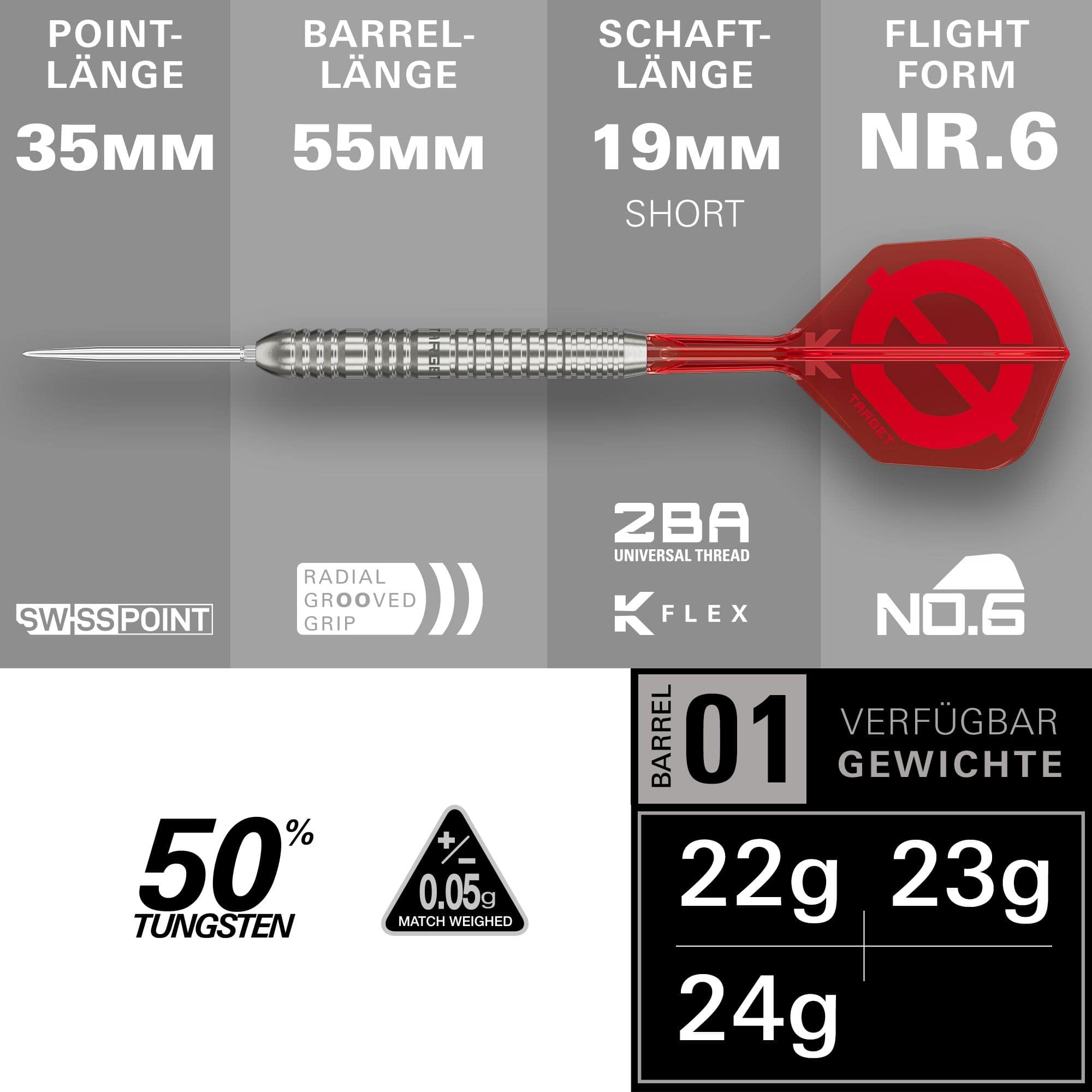 Freccette in acciaio Swiss Points Target Group O 03