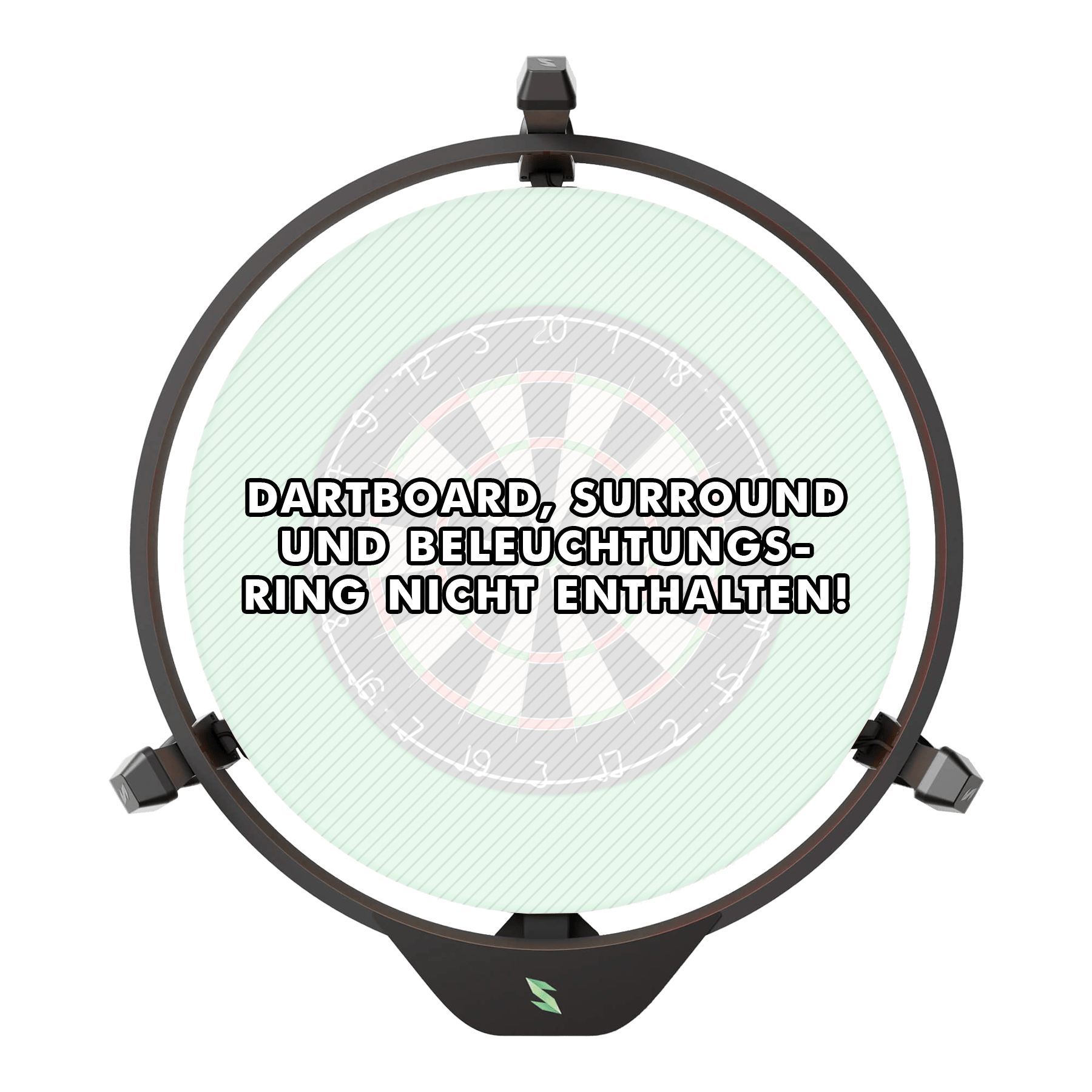 Sistema di punteggio automatico elettronico Scolia Home 2 2026 Das Bild zeigt das Produkt "Scolia Home 2 Electronic Score System", das an einem Dartboard angebracht ist. Auf dem Bild steht geschrieben, dass Dartboard, Surround und Beleuchtungsring nicht enthalten sind.