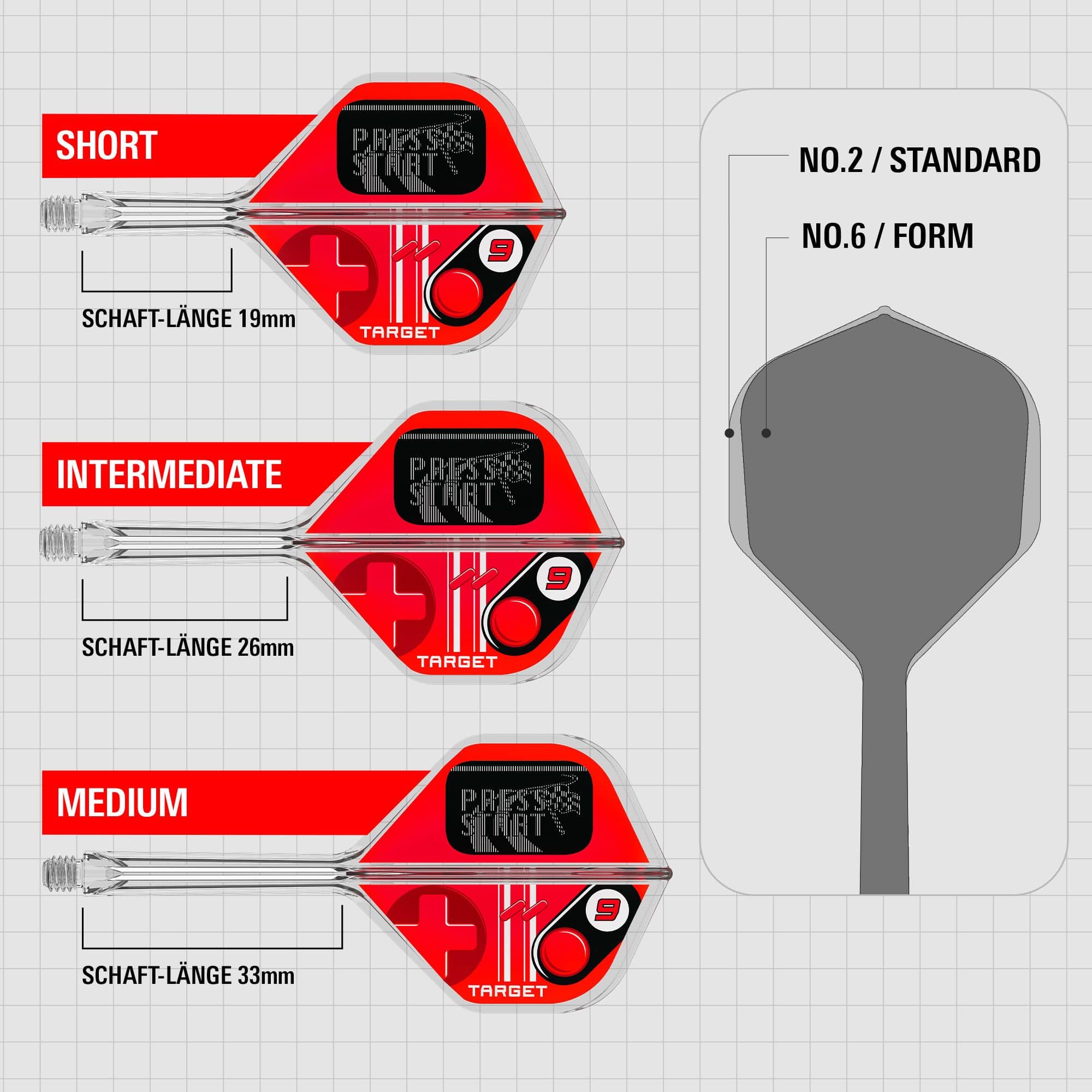 Voli standard Target K-Flex Press Start n. 2 Das Bild zeigt Target K-Flex Press Start No2 Standard Flights. Die Flights sind für Dartpfeile gedacht.