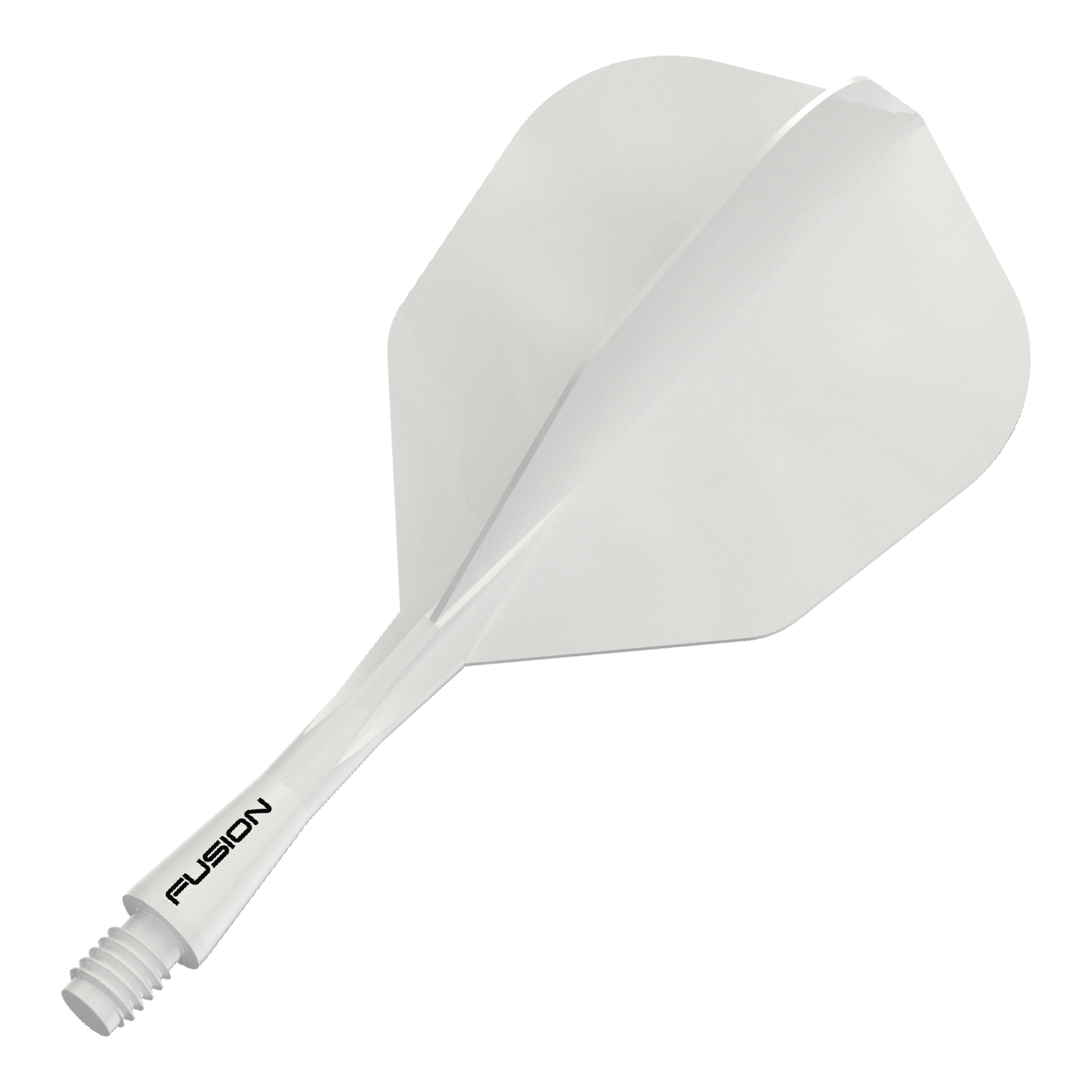 Sistema di alberi di volo Winmau Fusion n. 6 bianco pieno Das Bild zeigt das Winmau Fusion Flight Shaft System No6 in Weiß, 22mm. Abgebildet ist vermutlich ein Dart-Zubehörteil.