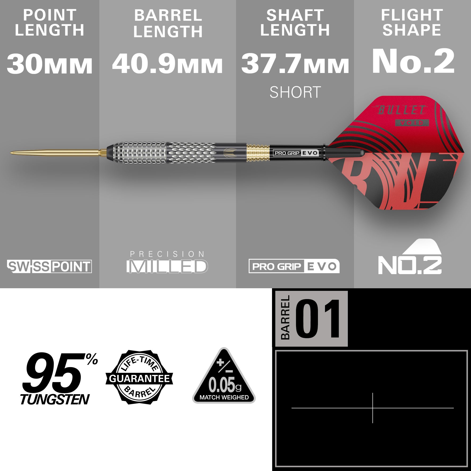 Freccette in acciaio Target Stephen Bunting GEN5 Void Swiss Point Hier sind die Target Stephen Bunting GEN5 Void Swiss Point Steeldarts dargestellt. Es handelt sich um hochwertige Steeldarts für den professionellen Gebrauch.