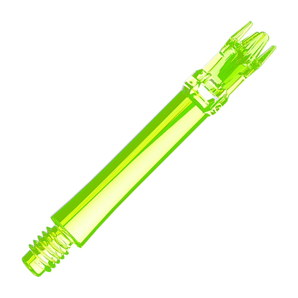 Das Produkt zeigt zwei neongelbe Ersatzshafts. Die Anordnung ist linear und die Farbe ist leuchtend.
