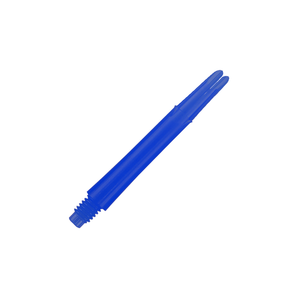 Alberi a L bloccati dritti - Blu Das Bild zeigt einen geraden, blauen Dartshaft ohne Kappen. Der Schaft hat ein Gewinde an einem Ende und ist 39 mm lang.