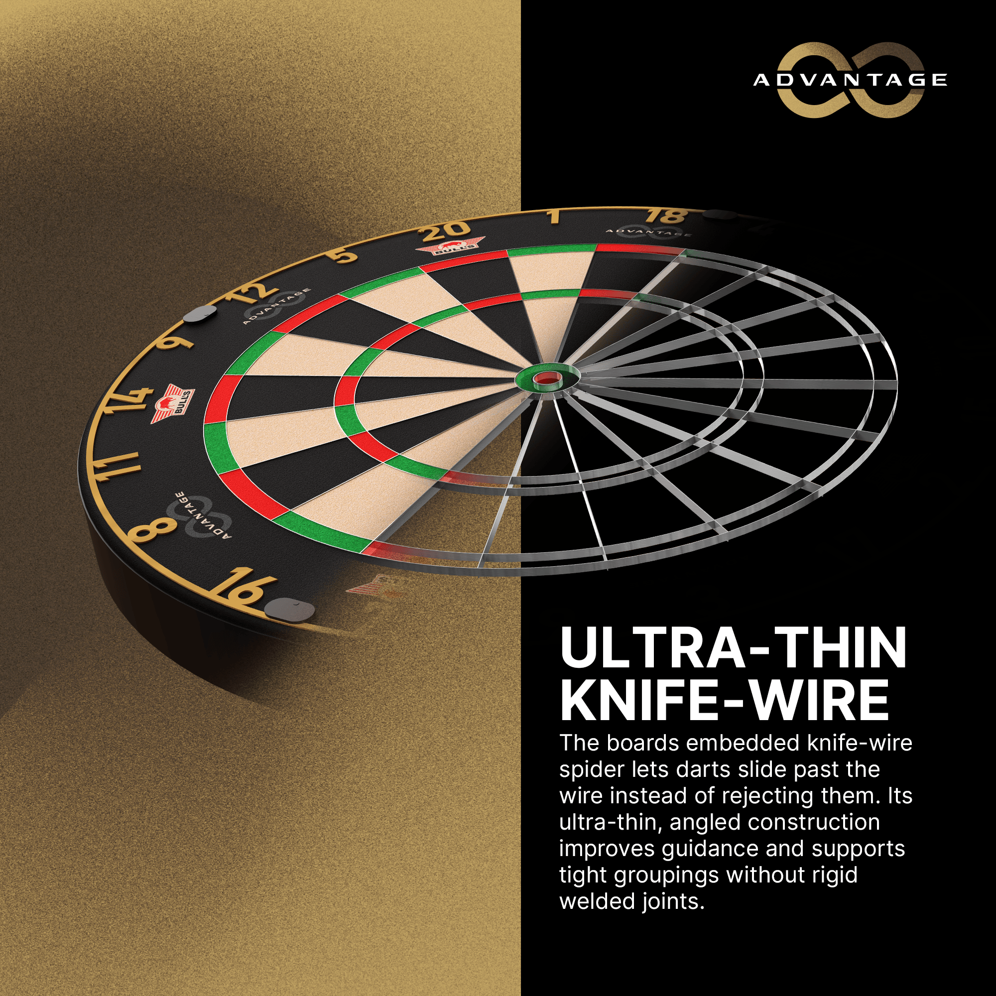 Bersaglio per freccette in acciaio Bulls NL Advantage 8 Hier ist das Bulls NL Advantage 8 Steeldartboard zu sehen. Die Dartscheibe bietet eine hochwertige Spielfläche.