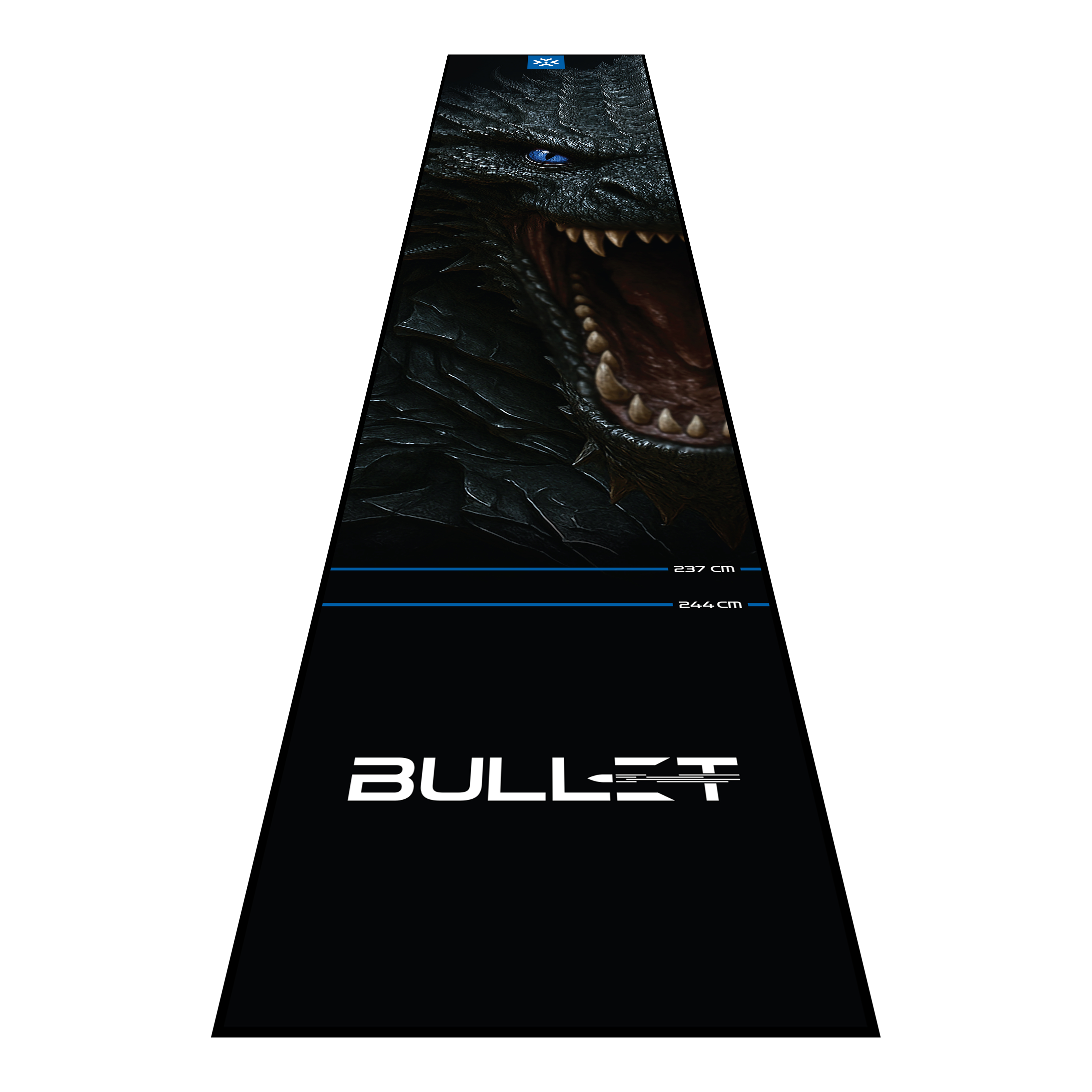 Tappetino per freccette Bullet Hydra Die Bullet Hydra Dartmatte wird hier präsentiert. Diese Dartmatte schützt den Fußboden und erleichtert das richtige Platzieren des Spielers.