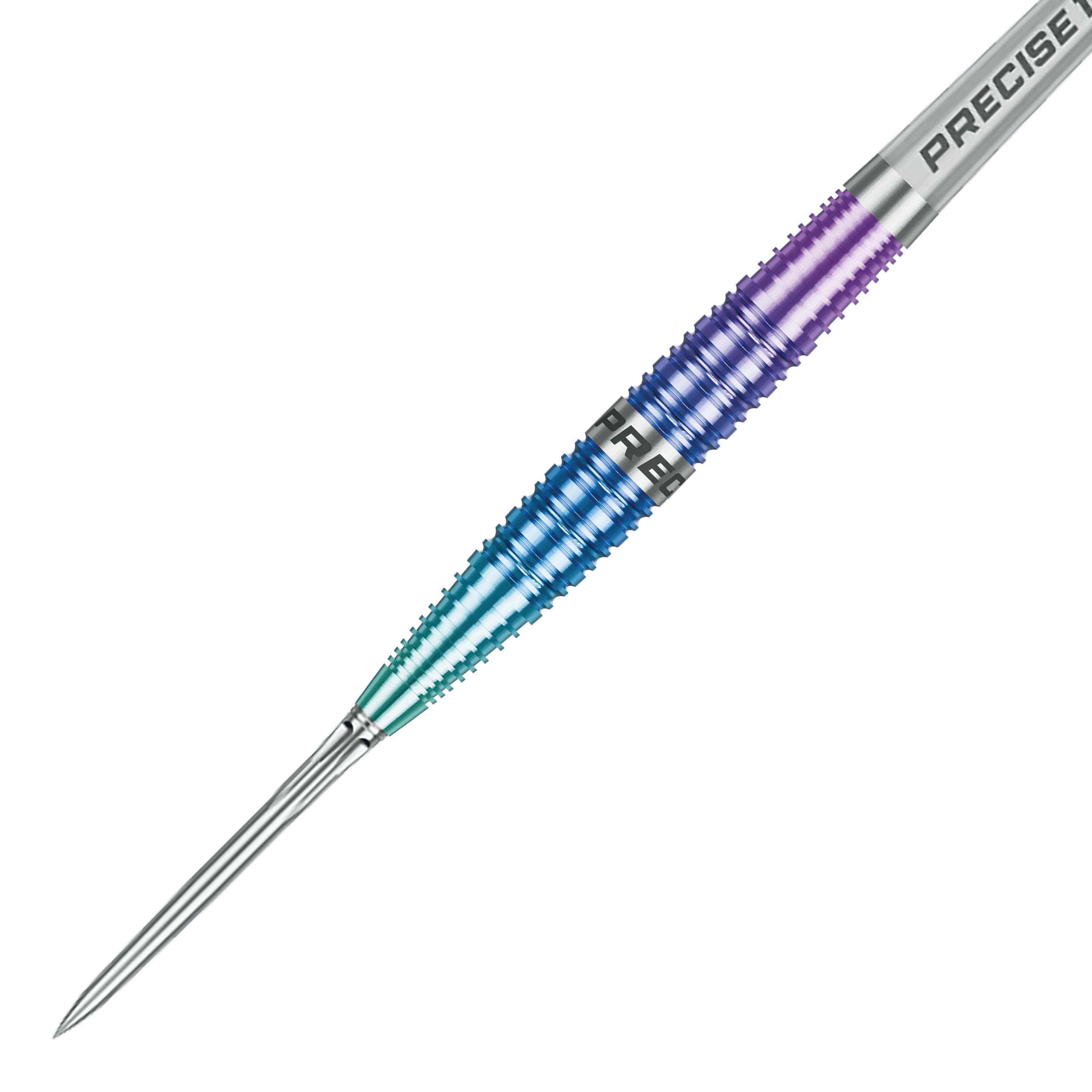 Freccette in acciaio Precise 180 Northern Lights Das Bild zeigt einen weiteren Blick auf die Precise 180 Northern Lights Steeldarts. Die Farben und die Form der Darts sind deutlich erkennbar.