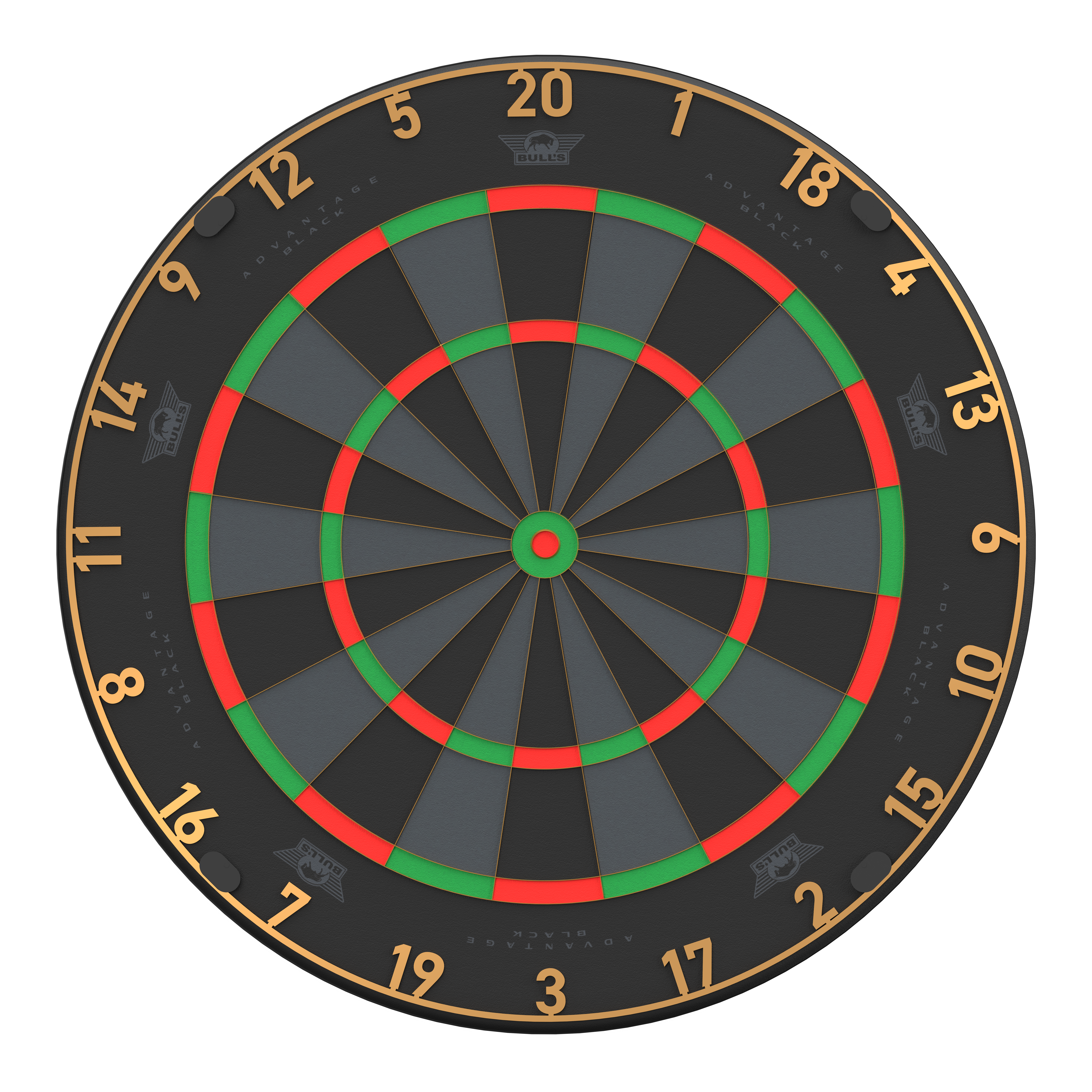 Bersaglio per freccette in acciaio Bulls NL Advantage Black Edition Das Bild zeigt ein BullsNL Advantage Black Edition Steeldartboard. Es handelt sich um ein Produktbild des Dartboards.