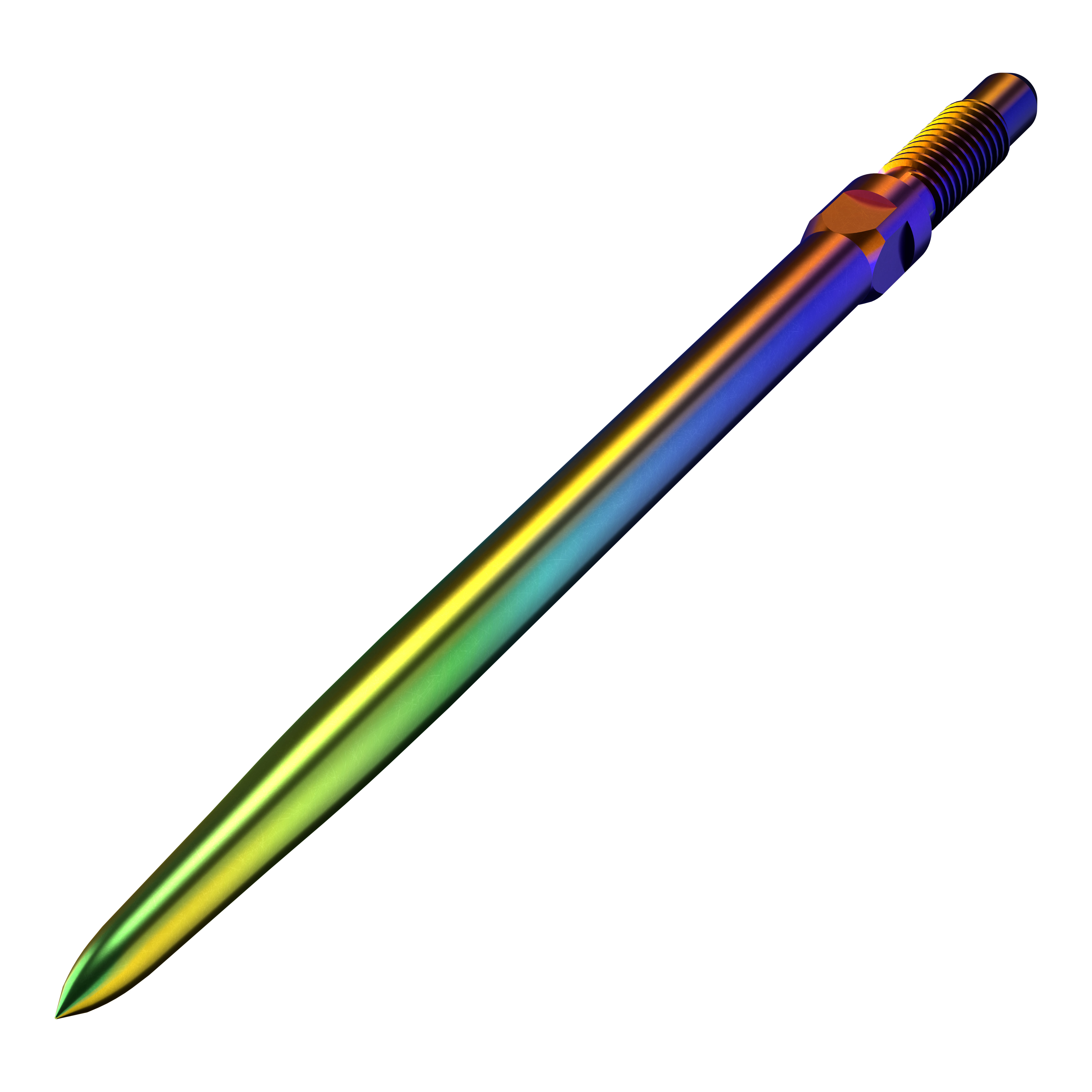 Punte per freccette convertibili Bulls NL - Lisce - Arcobaleno Ein Bild mit dem Dateinamen BU57716_BullsNL_Convertible_Points_Smooth_Rainbow_36mm_2. Es stellt vermutlich eine weitere Ansicht eines Dartspitzen-Artikels in Regenbogenfarben dar.