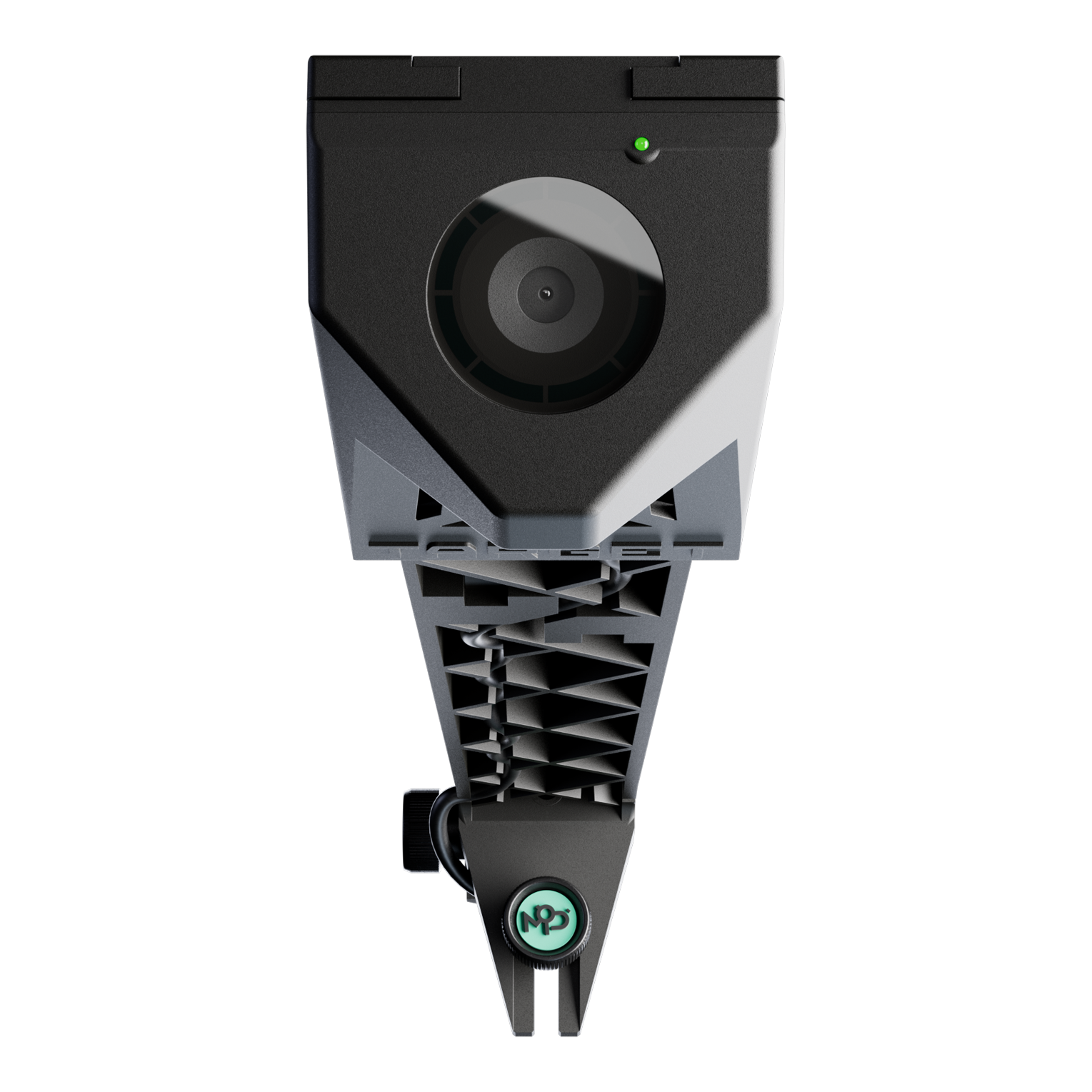 Fotocamera Target VIRT Das Bild zeigt die Target VIRT Kamera aus der Vorderansicht. Die Kamera hat ein modernes, technisches Design mit einem großen Objektiv in der Mitte.