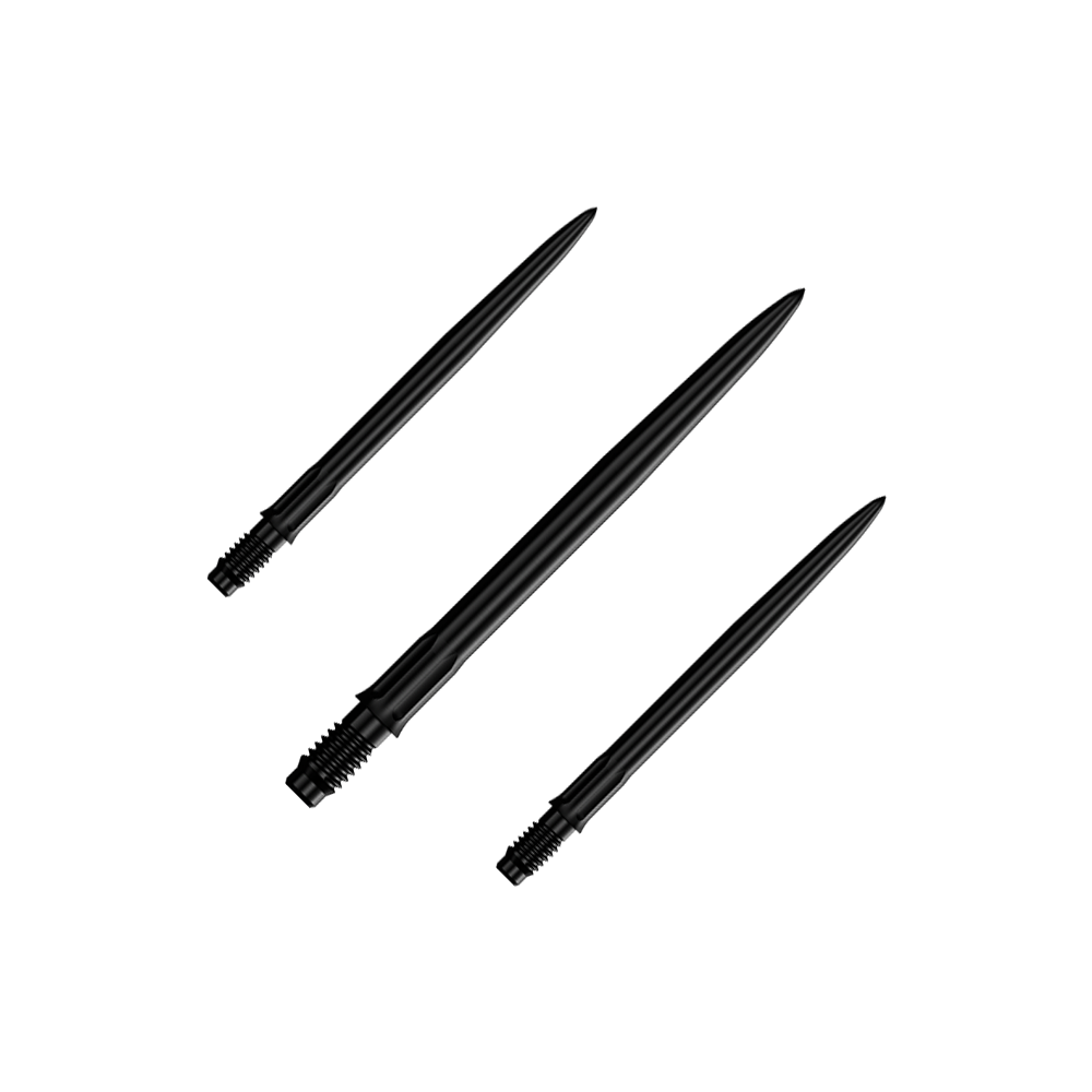Punte per freccette Mission R2.5 Rapid Point SM1 - Nere Das Bild zeigt ein Set schwarzer Dartspitzen mit einer Länge von 30 mm. Mehrere Spitzen sind nebeneinander zu sehen.