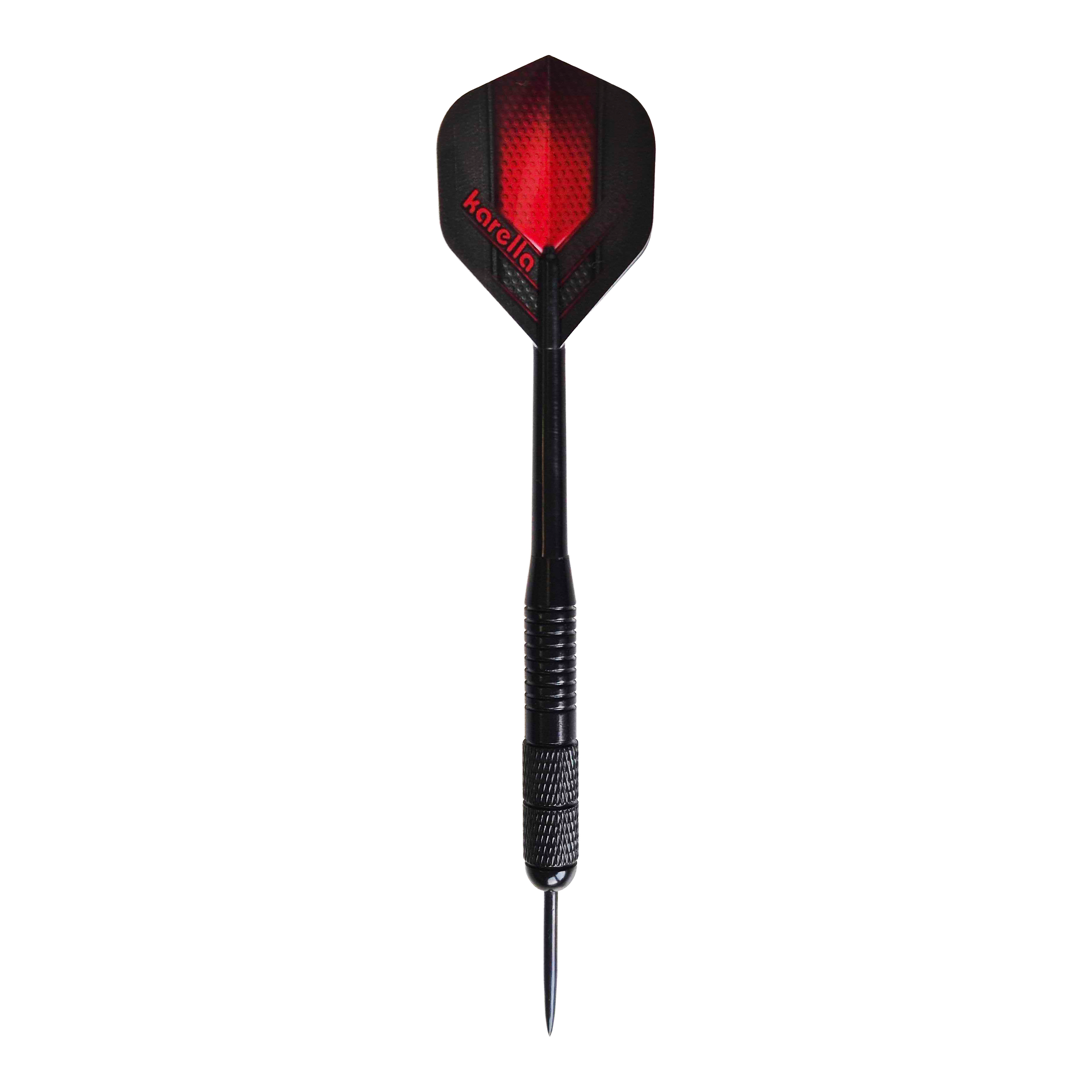 Freccette in acciaio Karella in ottone nero - 21 g Zu sehen sind die Karella Black Brass Steeldarts mit 21g. Das Produkt besteht aus Messing und ist in Schwarz gehalten.