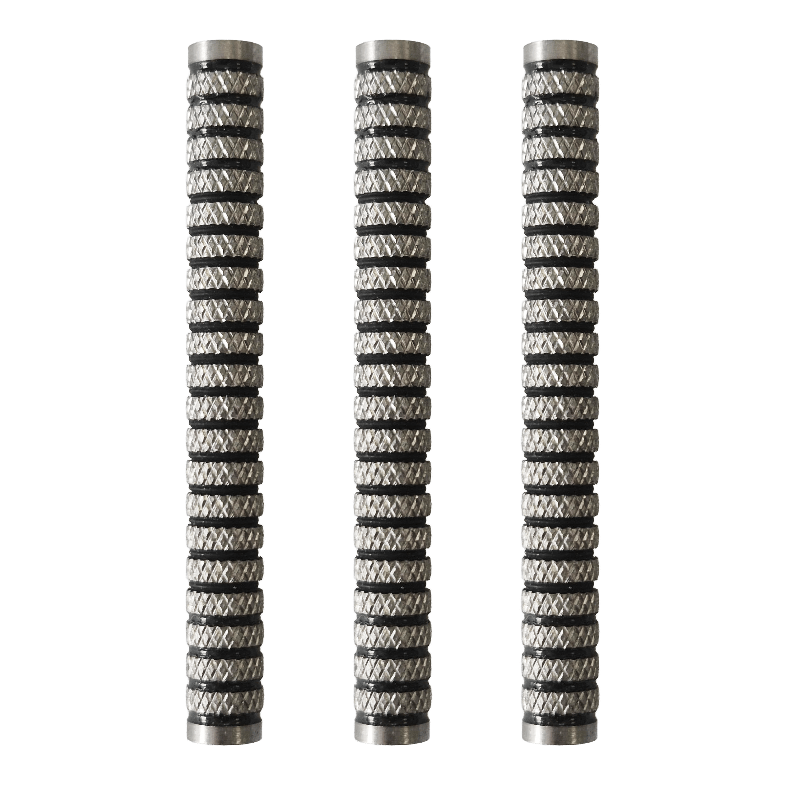 Bersagli morbidi McDart con anello nero zigrinato - 18 g Das Bild zeigt die McDart Black Ring Knurled Softdart Barrels mit einem Gewicht von 18g. Die Barrels sind speziell für Softdarts und zeichnen sich durch eine gerändelte Oberfläche aus.