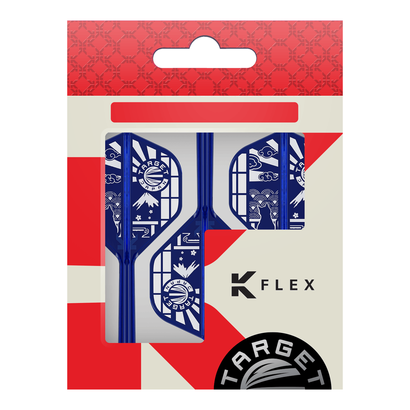 Target Japan K-Flex Blue Limited No2 Voli Standard Hier sind die Target Japan K-Flex Blue Limited No2 Standard Flights abgebildet. Die Flights haben eine typische Standardform und sind blau.