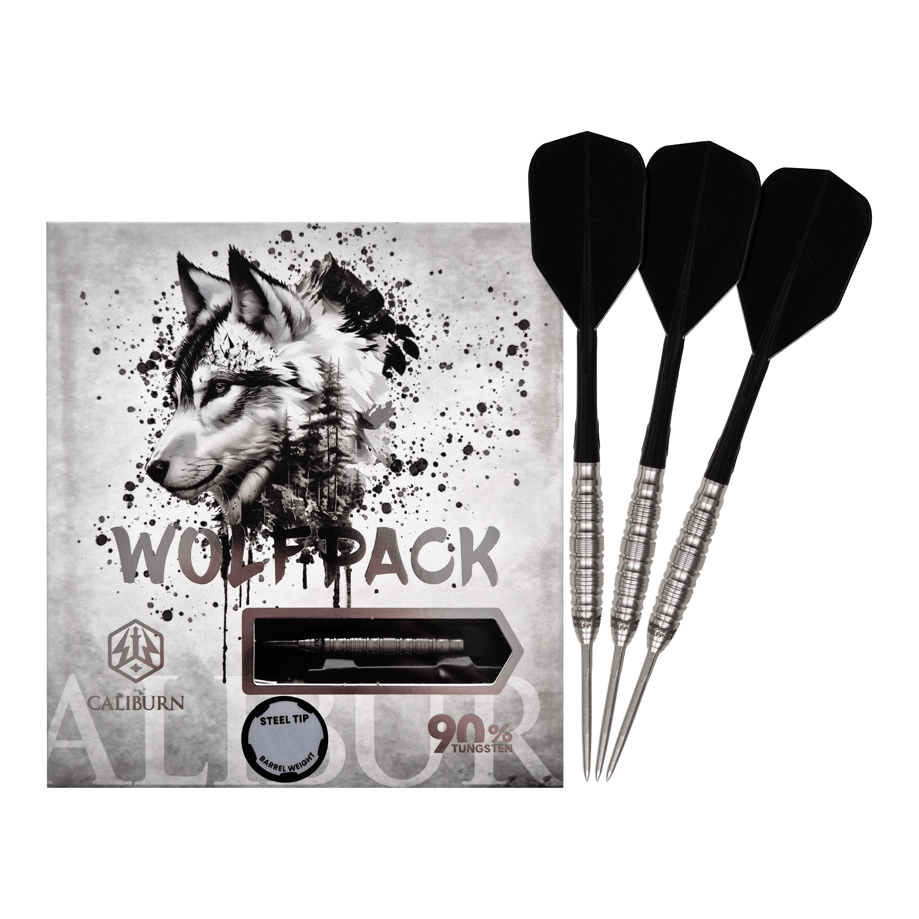 Freccette in acciaio Caliburn Wolfpack W5 - 22 g Dieses Bild zeigt die Caliburn Wolfpack W5 Steeldarts - 22g. Die Steeldarts sind für das klassische Dartspiel geeignet.