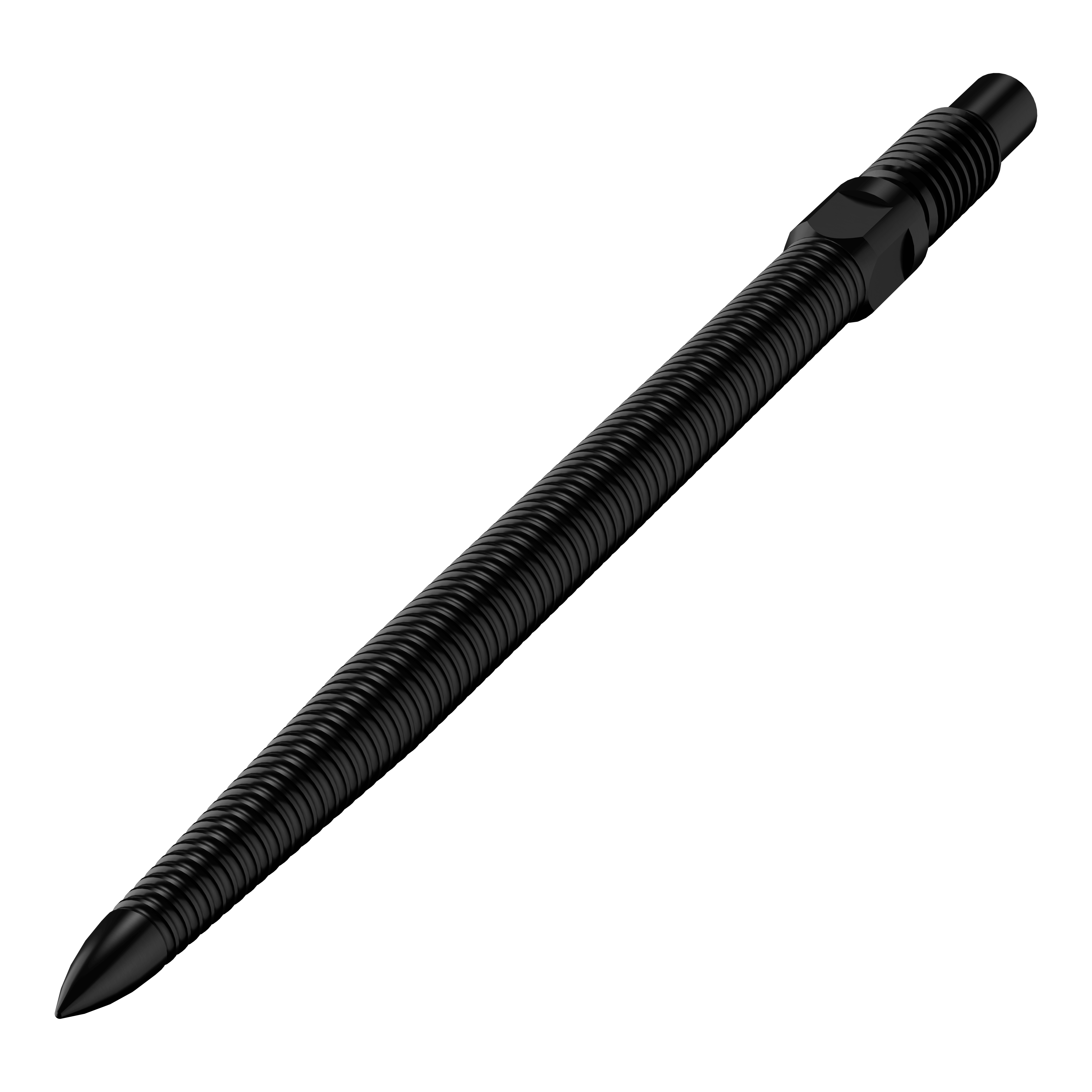 Punte per freccette Bulls NL Convertible Point - Micro Grip - Nere Das Bild zeigt eine einzelne schwarze Dartspitze mit feiner MicroGrip-Struktur. Diese trägt den Namen BU57704_BullsNL_Convertible_Points_MicroGrip_Schwarz_32mm_2.
