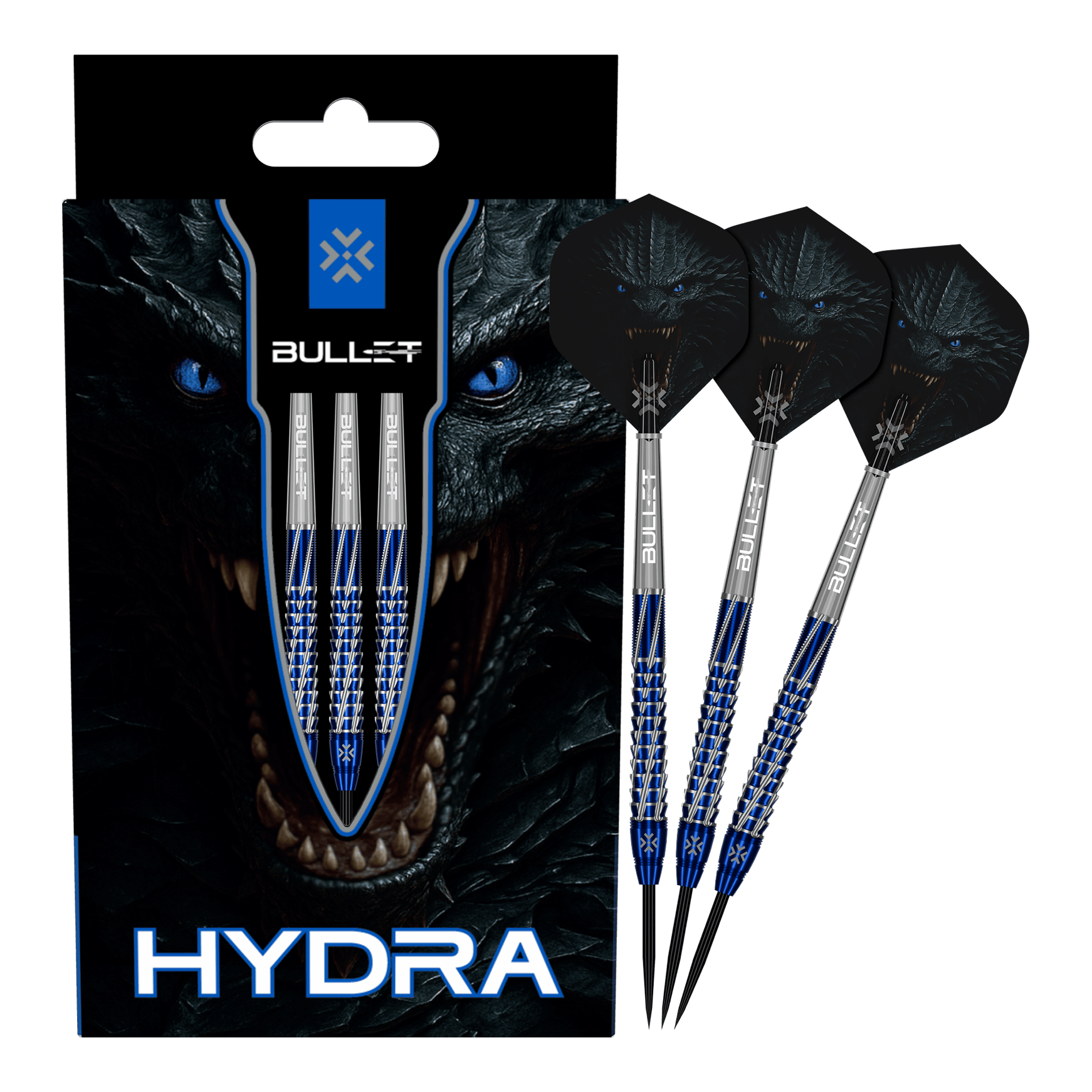 Freccette in acciaio Bullet Hydra Diese Abbildung präsentiert die Bullet Hydra Steeldarts. Das Produkt ist für ambitionierte Dartspieler geeignet.