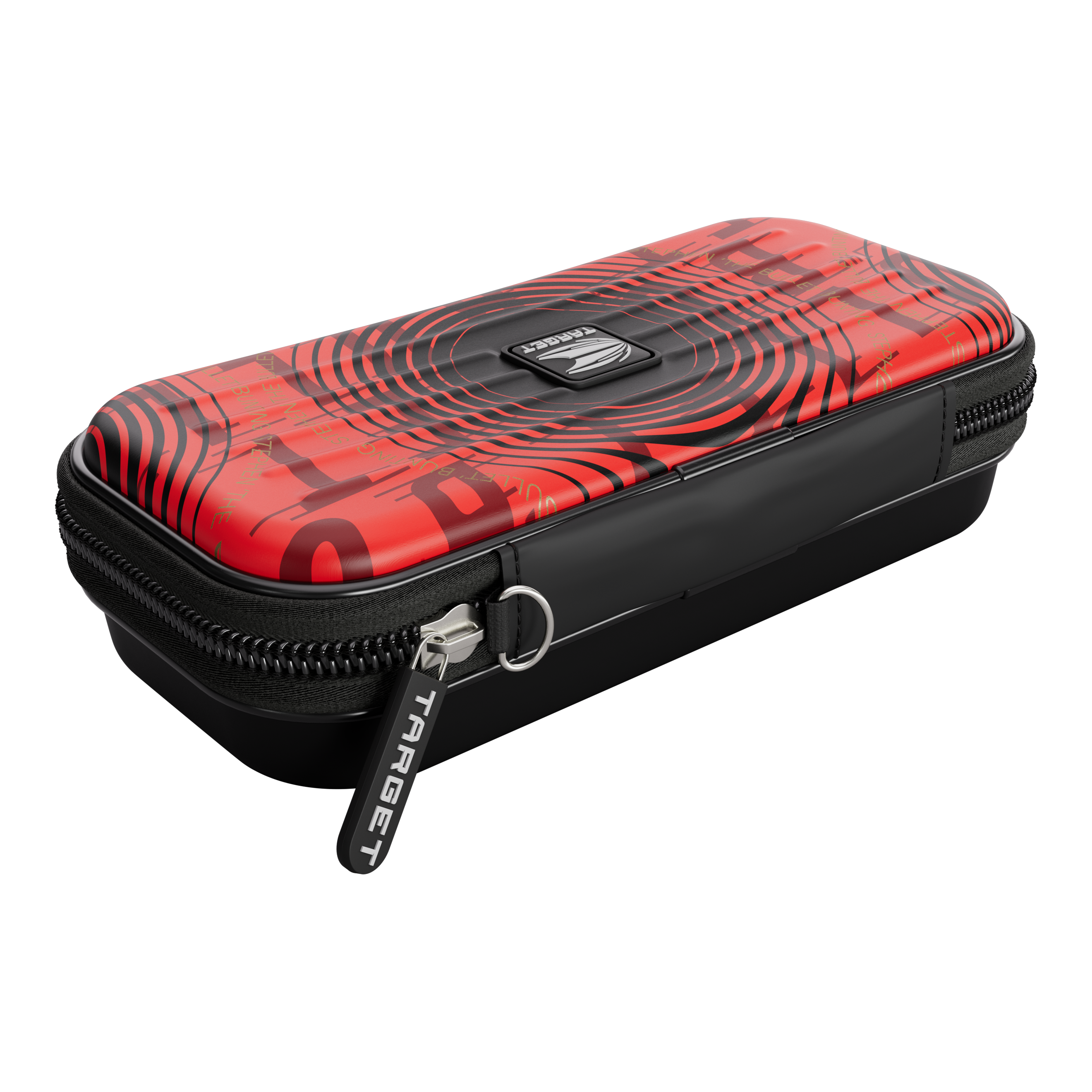 Astuccio per freccette Target Takoma Stephen Bunting Das Bild zeigt das Produkt "Target Takoma Stephen Bunting Dartcase". Das Dartcase ist rot-schwarz gestaltet und hat einen Reißverschluss mit dem Schriftzug "TARGET".