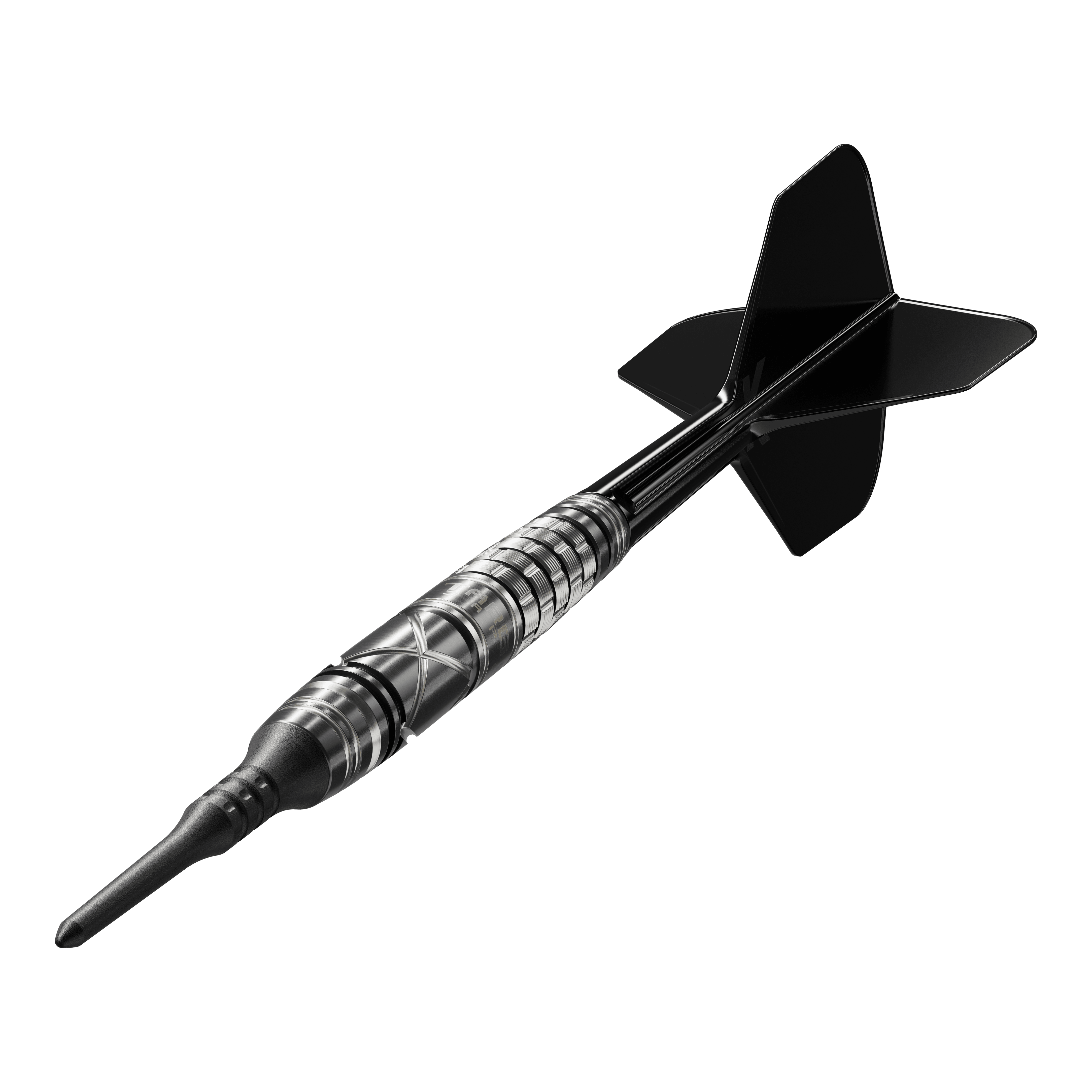 Target Japan Black Marque Chaos 2 freccette morbide - 19 g Das Bild zeigt einen Target Japan Black Marque Chaos 2 Softdart mit einem Gewicht von 19 Gramm. Der Dartpfeil ist schwarz-silbern gestaltet und hat ein modernes, stilvolles Design.