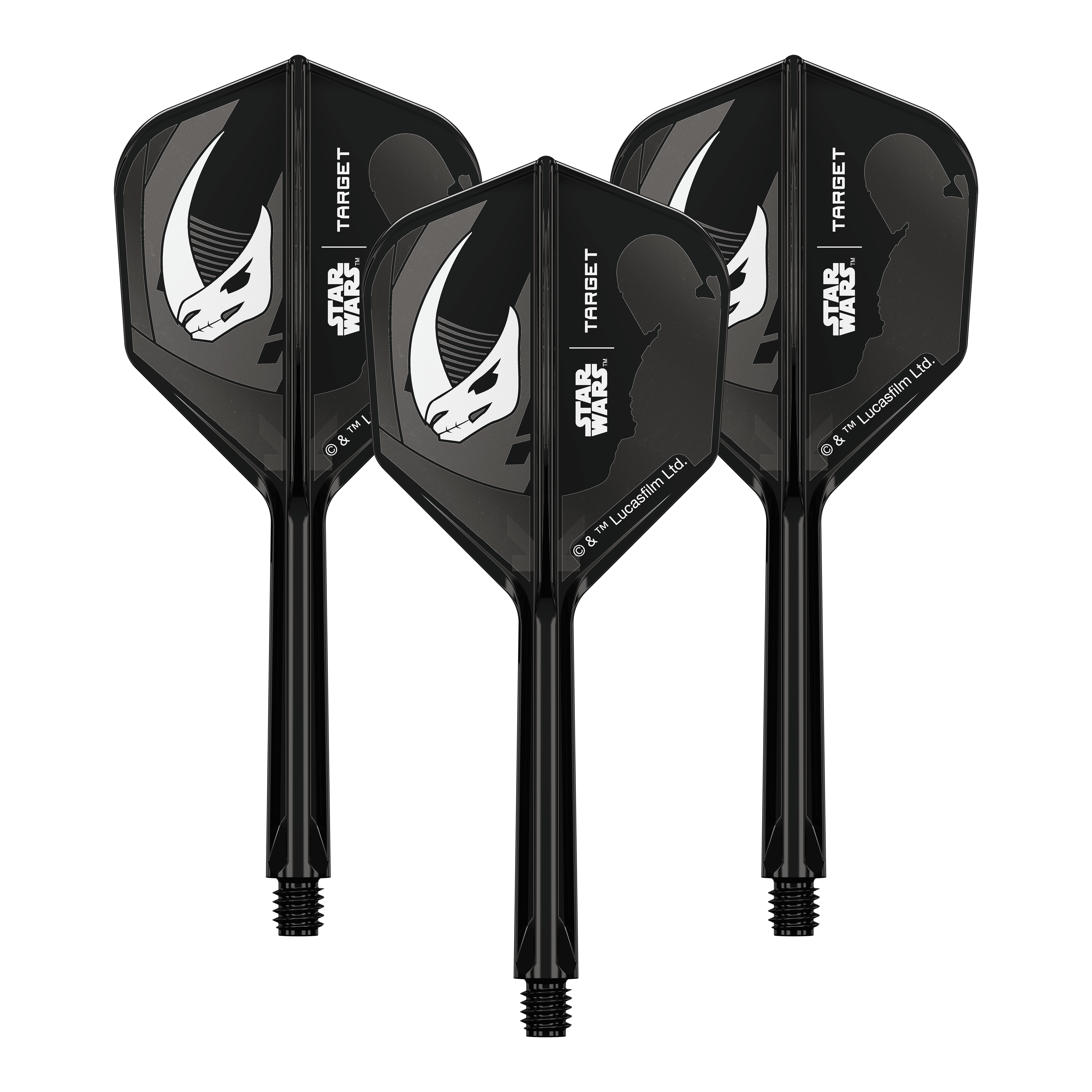 Set Target Star Wars K-Flex Mandalorian No6 Flights Das Bild zeigt das Produkt '410625_Target_StarWars_K-Flex_Mandalorian_Armour_No6_Flights_33mm_2a'. Wahrscheinlich sind hier Mandalorian Armour Dart-Flights abgebildet.
