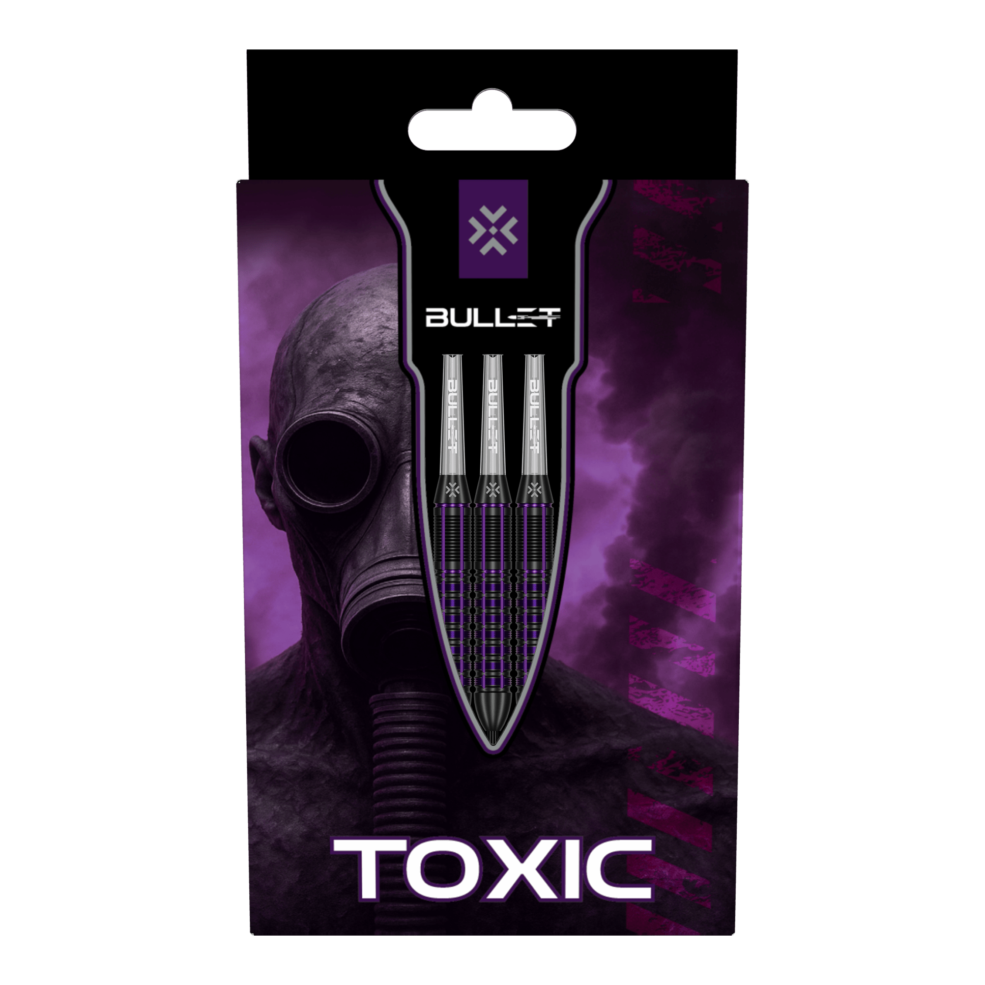 Bullet Toxic Brass Steel Darts - 23 g Das Bild zeigt drei Bullet Toxic Brass Steeldarts - 23g. Sie sind aus Messing gefertigt und wiegen jeweils 23 Gramm.