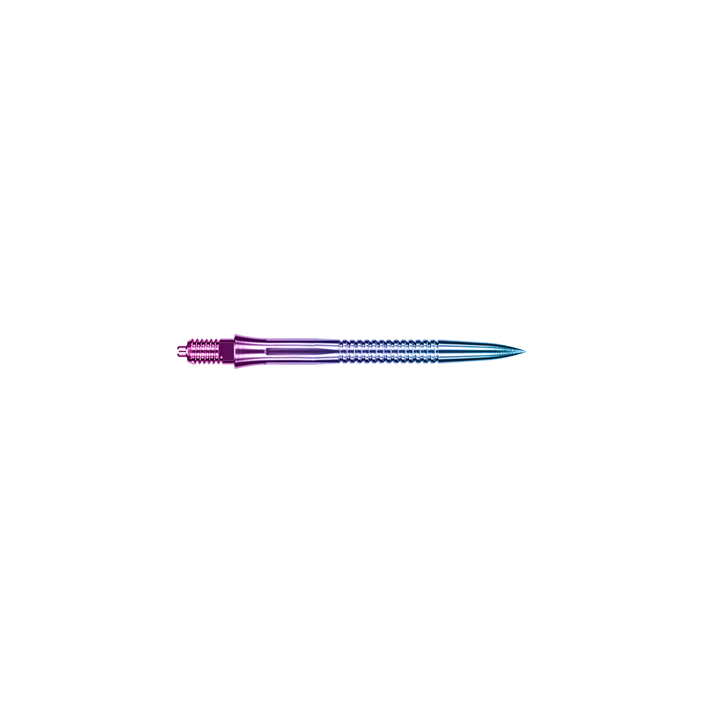 Punte per freccette Caliburn EZ-EVO - Scanalate - Arcobaleno Regenbogenfarbene Dartspitze mit Rillen, 28 mm lang. Sie eignet sich für abwechslungsreiche Dartspiele.