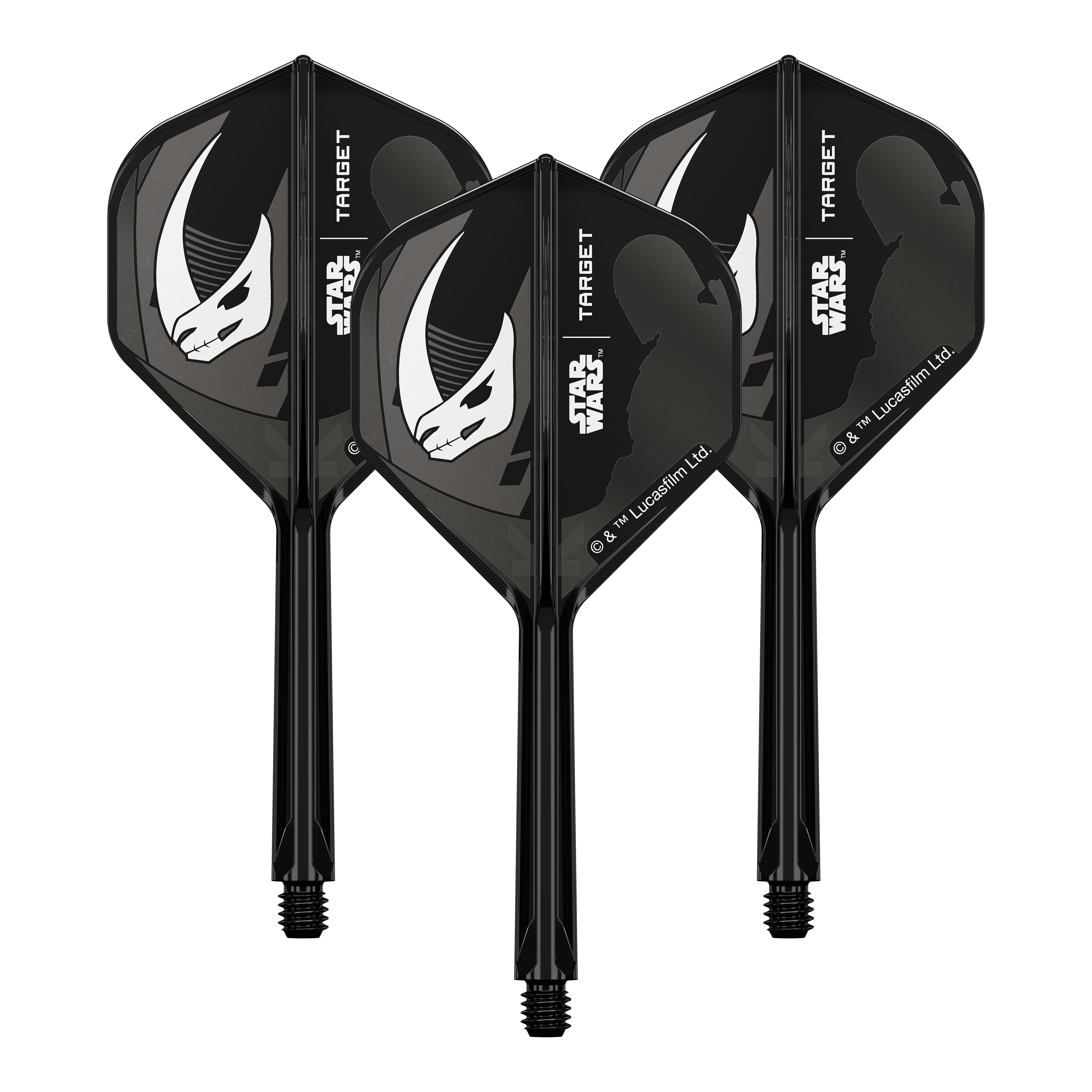 Set Target Star Wars K-Flex Mandalorian No2 Voli Standard Abbildung eines Star Wars K-Flex Mandalorian Armour Produkts. Es handelt sich um Standard Flights mit 33 mm Länge.