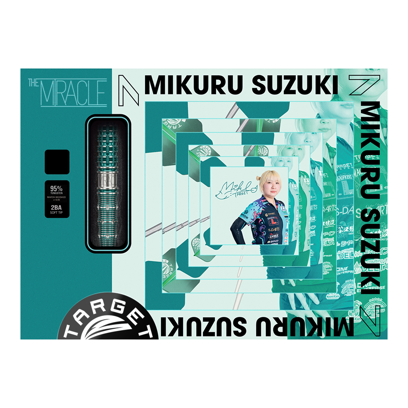 Target Japan Mikuru Suzuki The Miracle GEN7 Freccette morbide - 21,5 g Abgebildet sind die Target Japan Mikuru Suzuki The Miracle GEN7 Softdarts - 21,5g. Diese Dartpfeile wurden für Mikuru Suzuki entworfen.