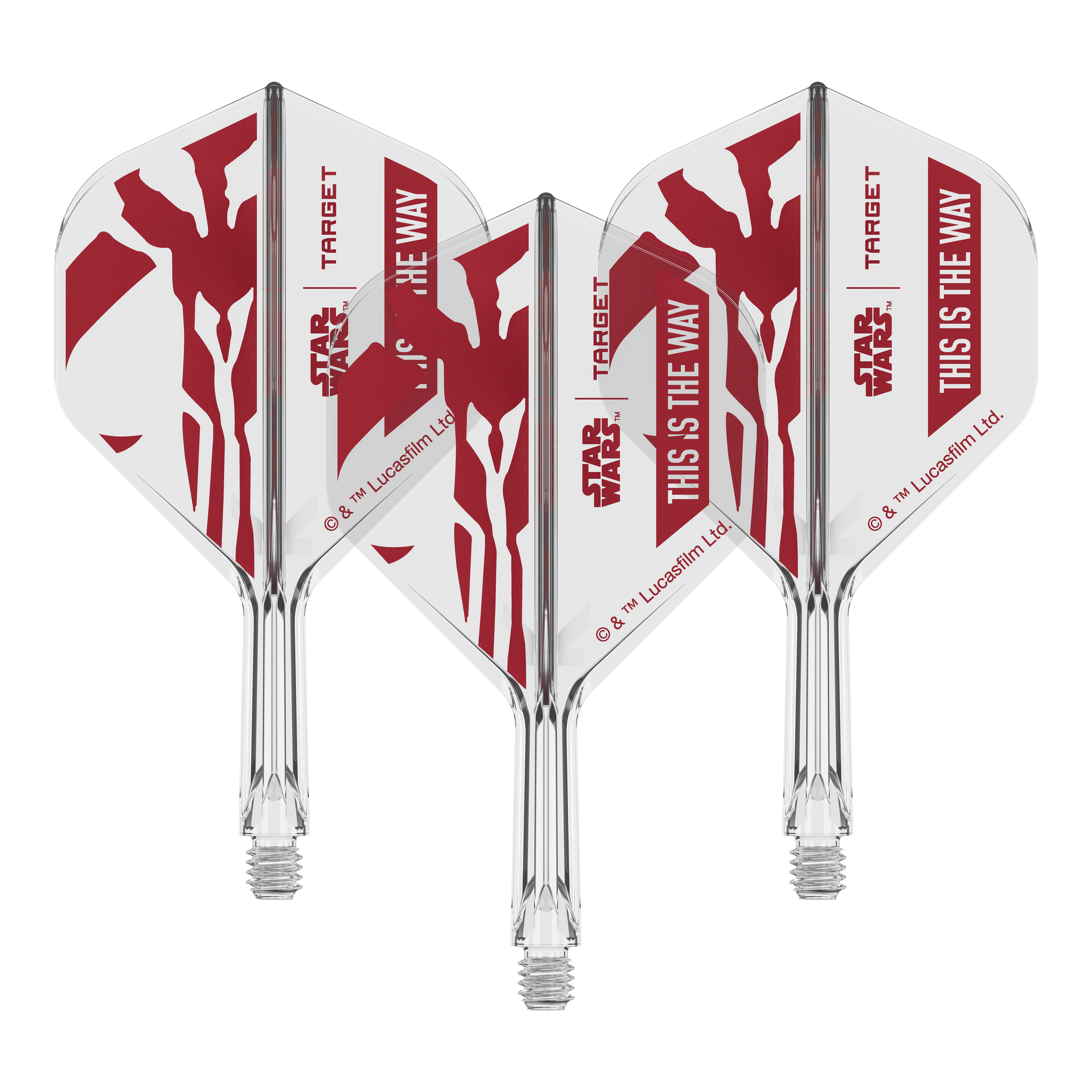 Set Target Star Wars K-Flex Mandalorian No2 Voli Standard Dieses Dart-Flight zeigt das Star Wars Motiv 'This Is The Way'. Es ist das Modell 'K-Flex This Is The Way No2 Standard Flights' mit 19mm.