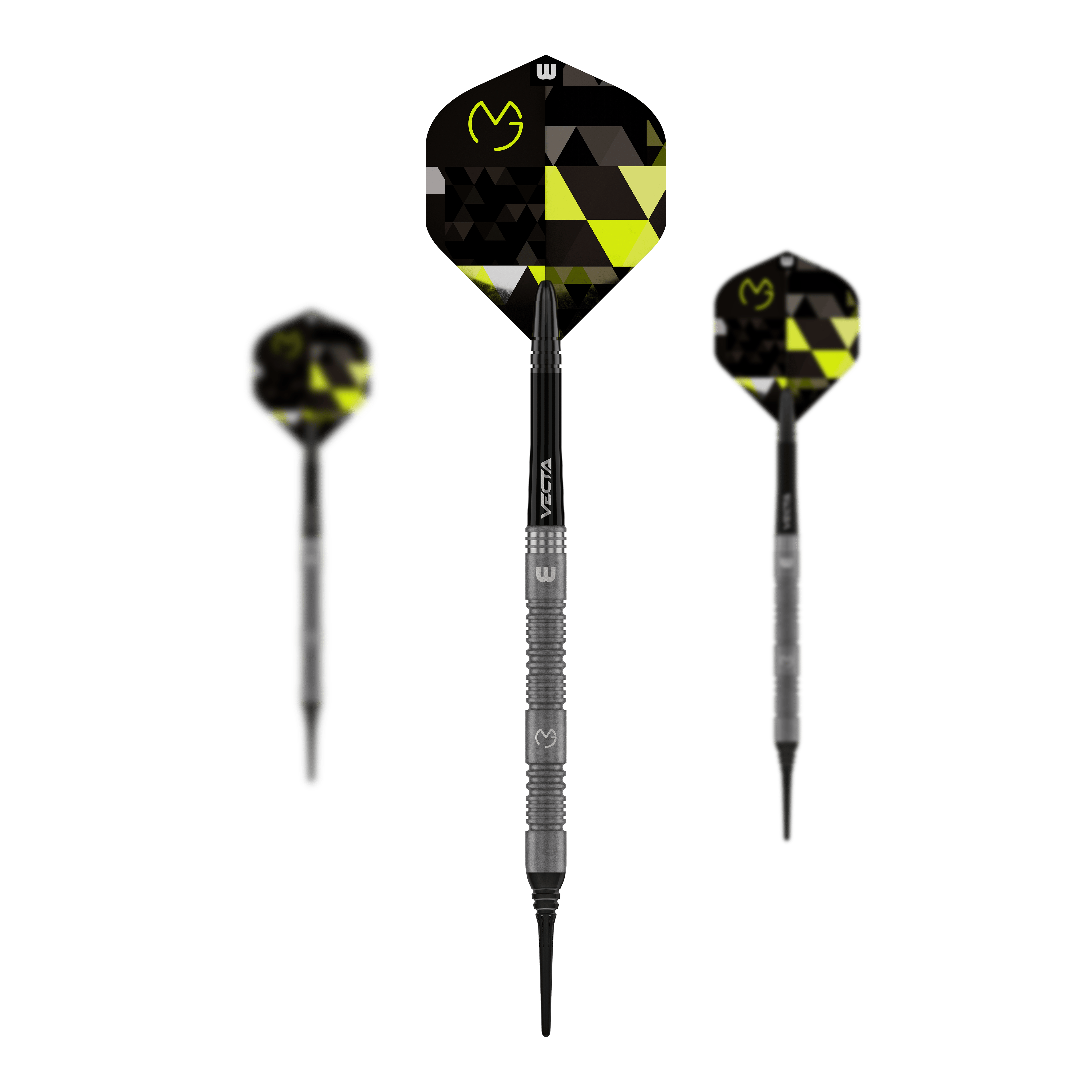 Winmau Michael Van Gerwen TS freccette morbide - 18g Zu sehen ist ein Set Winmau Michael Van Gerwen TS Softdarts - 18g. Enthalten sind mehrere Pfeile.