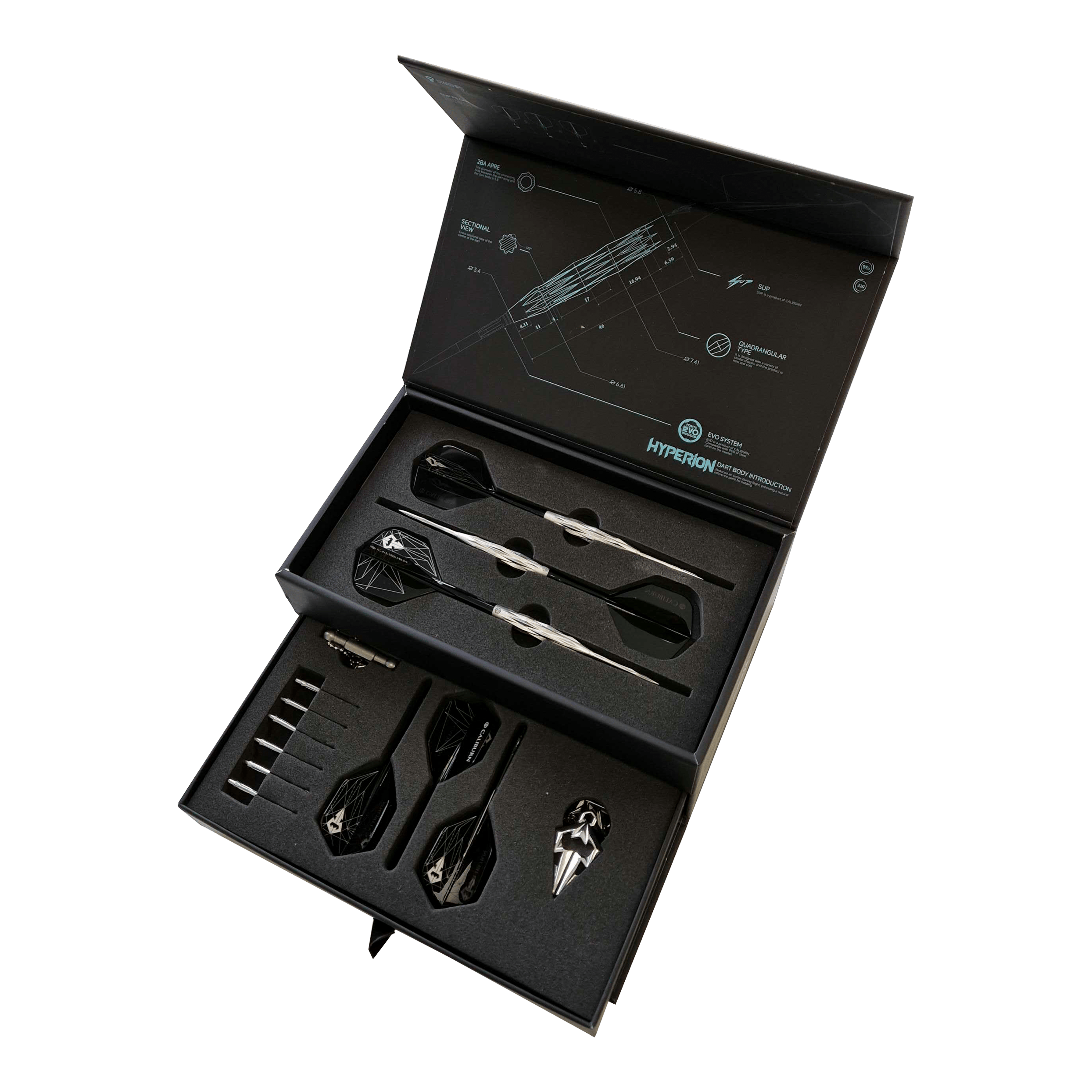 Caliburn Starships Series Hyperion Steeldarts - 22 g Gezeigt werden die Caliburn Starships Series Hyperion Steeldarts - 22g. Die Darts sind ideal für ambitionierte Spieler.