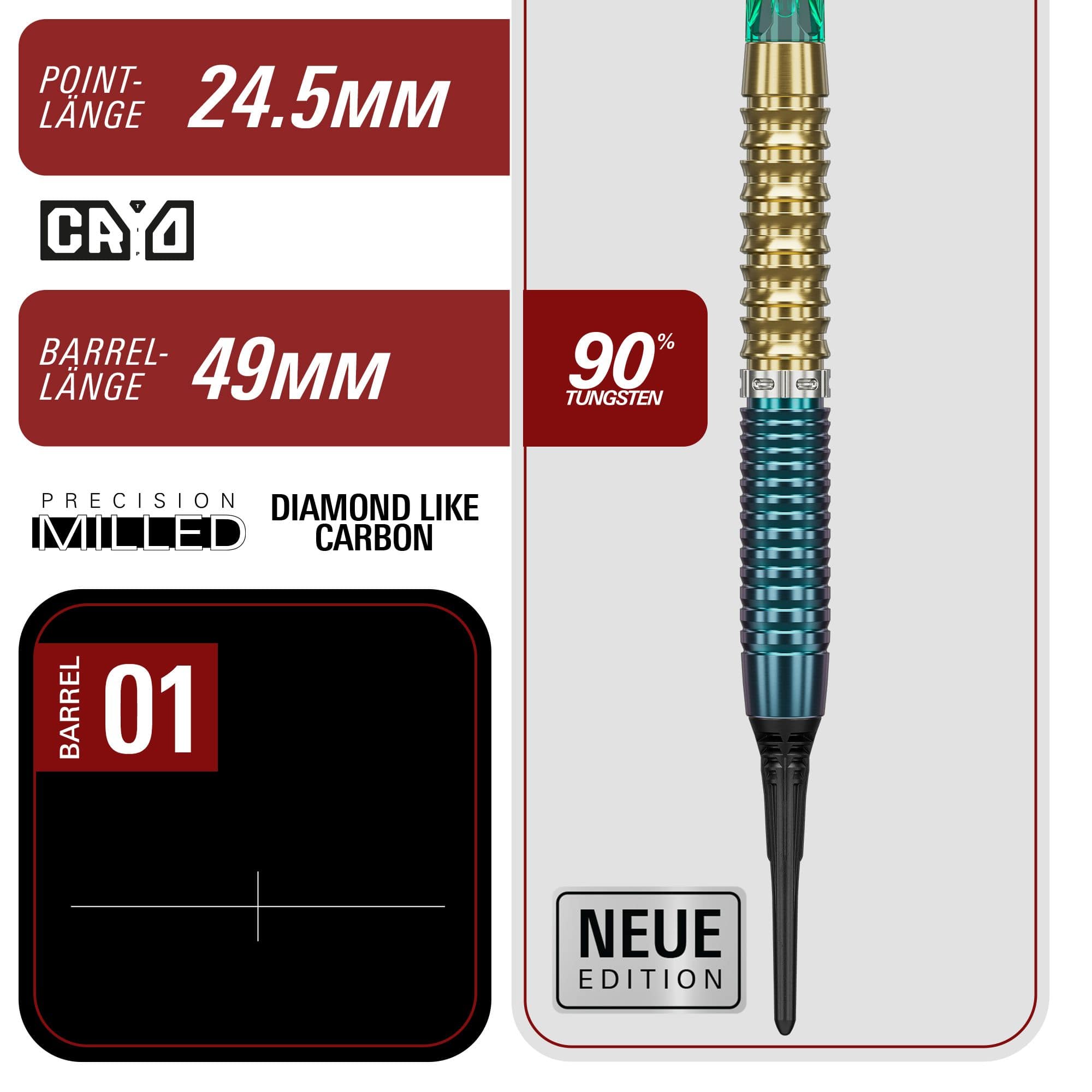 Freccette morbide Target Japan Prime Series Zenith GEN 2.5 - 20 g Abgebildet sind die Target Japan Prime Series Zenith GEN 2.5 Softdarts mit 20g Gewicht. Die Darts haben ein modernes Design und eignen sich für fortgeschrittene Spieler.