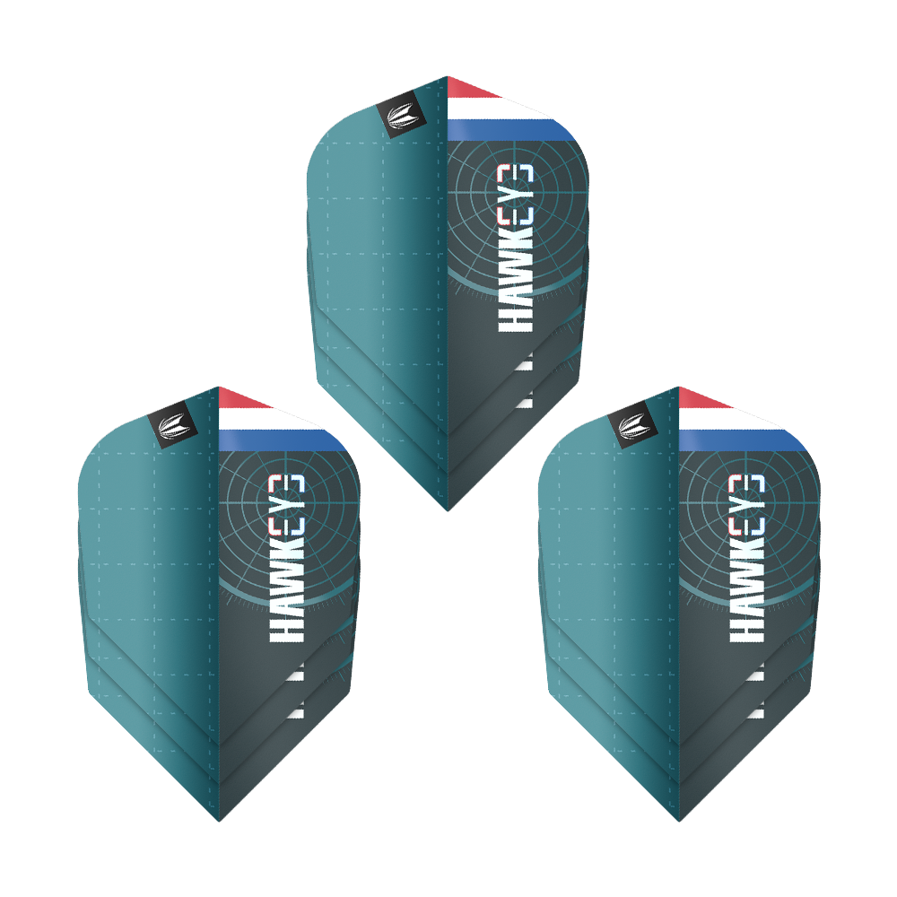 Target Pro Ultra Kevin Does GEN1 No6 Flights - 3 set Das Produkt Target Pro Ultra Kevin Doets GEN1 No6 Flights - 3 Sets ist gestapelt gezeigt. Jeder Flight hebt sich durch das Design hervor.