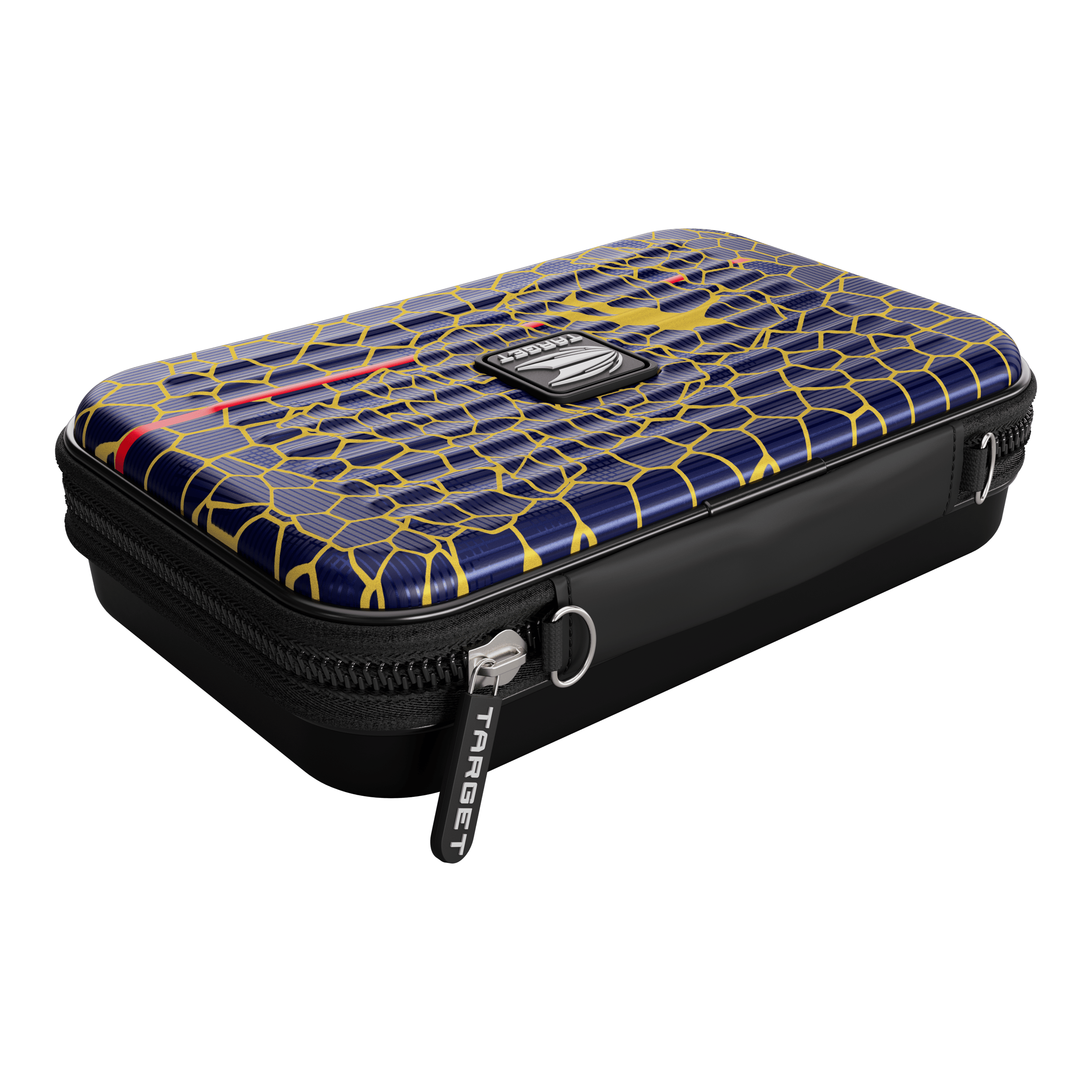 Custodia per freccette Target Takoma Josh Rock XL Dies ist das Target Takoma Josh Rock XL Dartcase. Das Etui hat ein auffälliges Design mit blauen, gelben und roten Mustern sowie einem Reißverschluss.