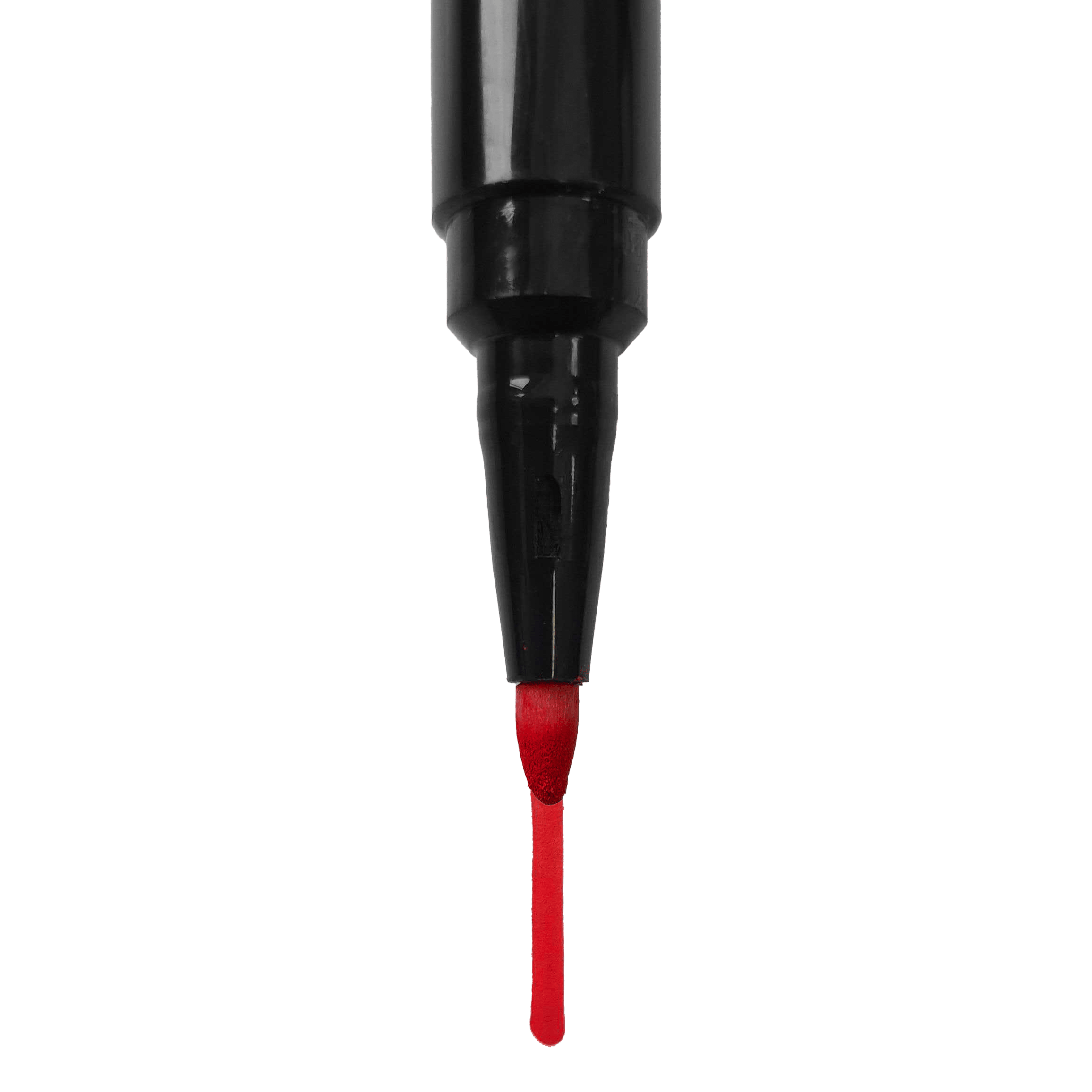 Segnaposto Auf dem Bild ist ein schwarzer Marker mit roter Spitze zu sehen. Die rote Farbe ist deutlich am unteren Ende des Markers sichtbar.