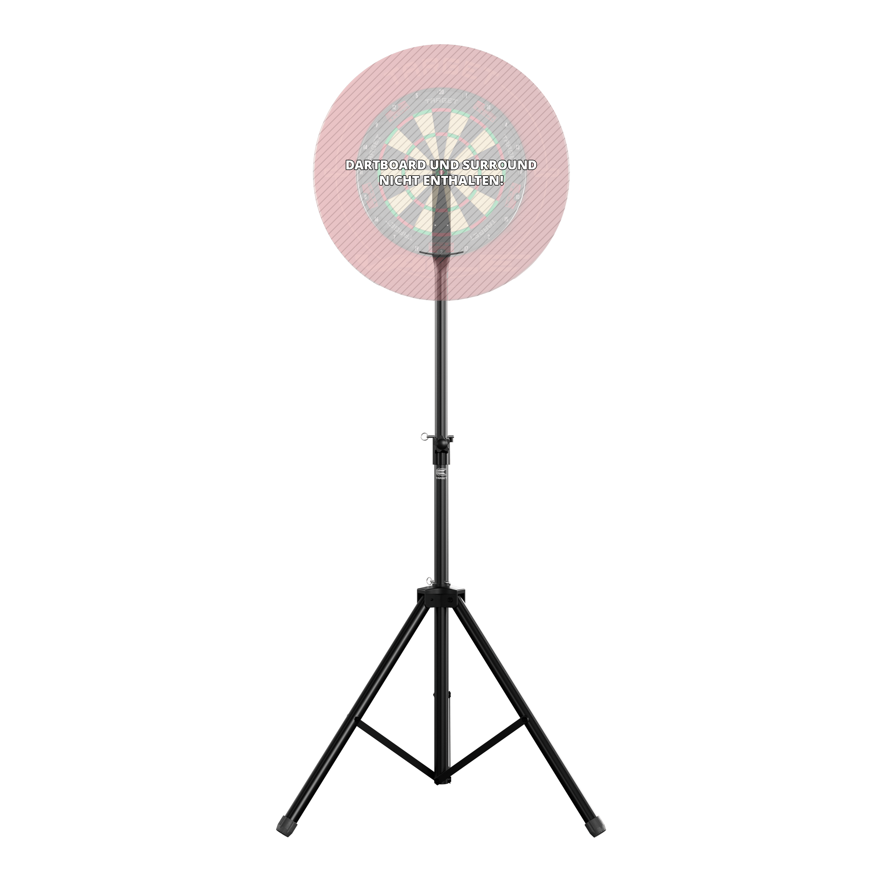 Supporto per bersaglio per freccette Das Bild zeigt einen Target Dartboard Stand mit einem stabilen, dreibeinigen Stativ. Die Dartscheibe und der Surround sind nicht enthalten.