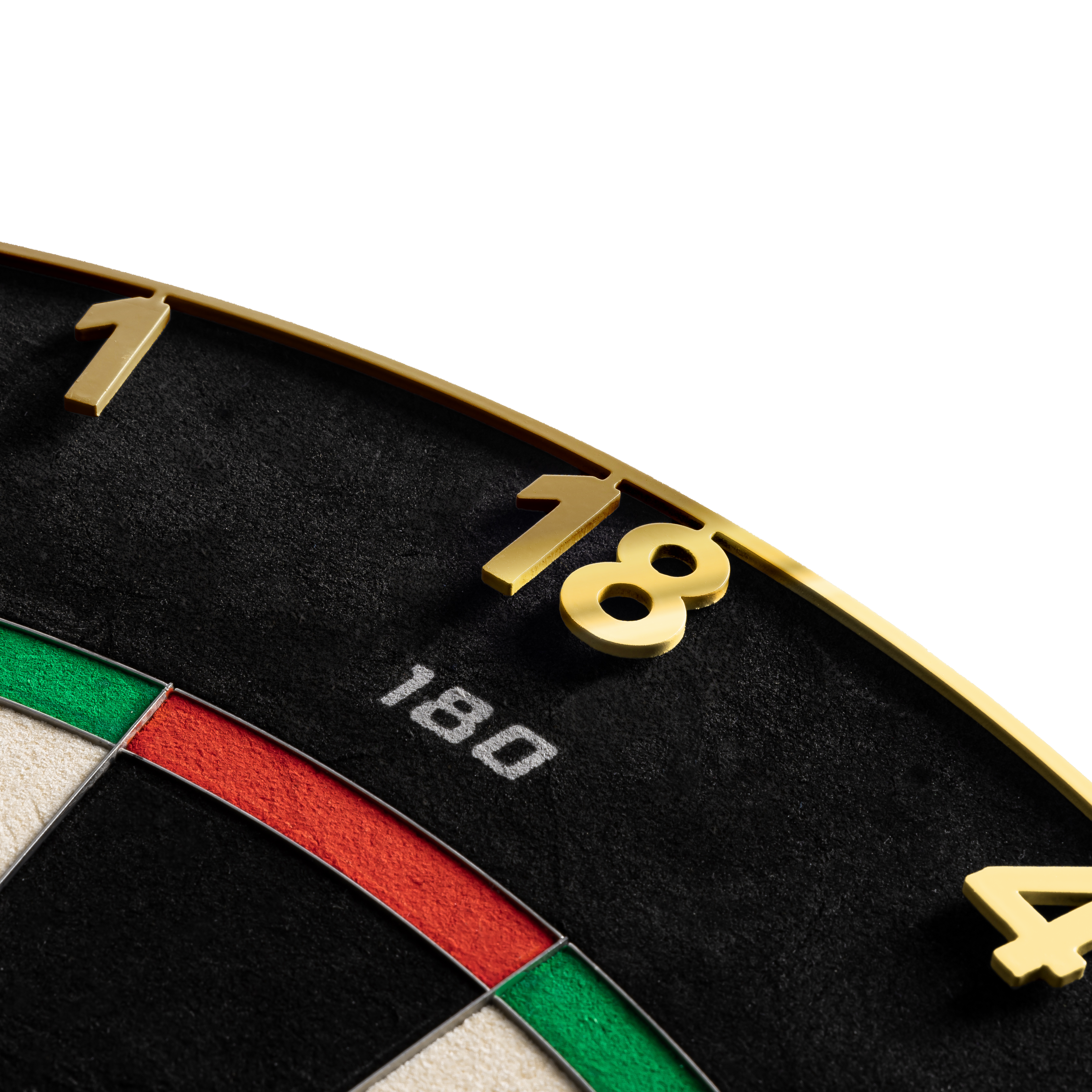 Bersaglio per freccette in acciaio Precise 180 Endorphine con anello numerato - Oro Hier sieht man das Precise 180 Endorphine Steeldartboard mit Nummernring in Gold. Die goldene Dartscheibe ist für präzises Spielen konzipiert.