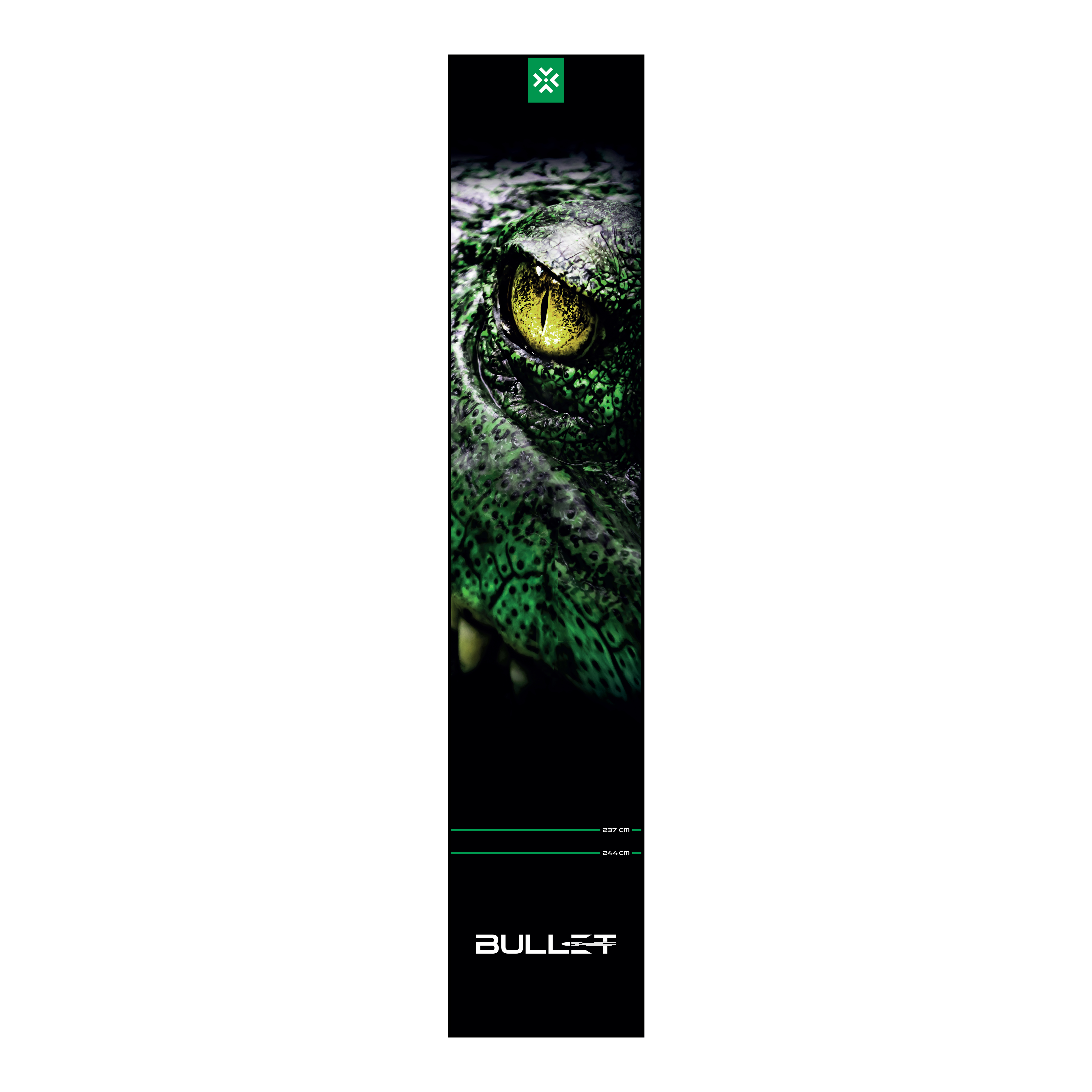 Tappetino per freccette Bullet Gator Abgebildet ist die Bullet Gator Dartmatte. Sie dient als Schutzmatte beim Darts und zeigt wichtige Spielfeldmarkierungen.