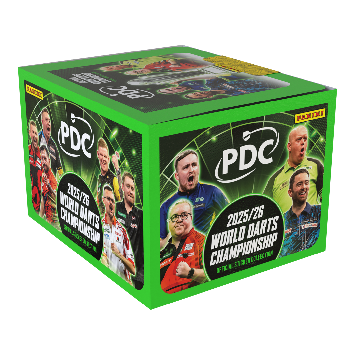 Panini PDC World Darts Championship 2025/26 - Cofanetto con copertina morbida e scatola di adesivi Hier abgebildet ist noch einmal das Panini PDC World Darts Championship 2025/26 Softcover Bundle mit einer Stickerbox. Das Bundle ist ideal für Stickersammler der Darts-Weltmeisterschaft.