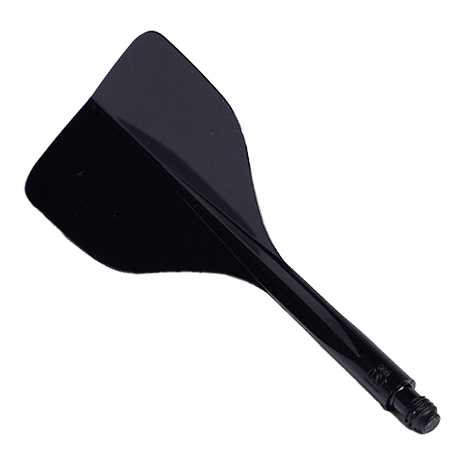 Condor Axe 120 Flight-System Black - Standard Das Bild zeigt das Produkt "Condor Axe 120 Flight-System Schwarz - Small". Es handelt sich um ein schwarzes Dart-Flight-System mit kleiner Größe.