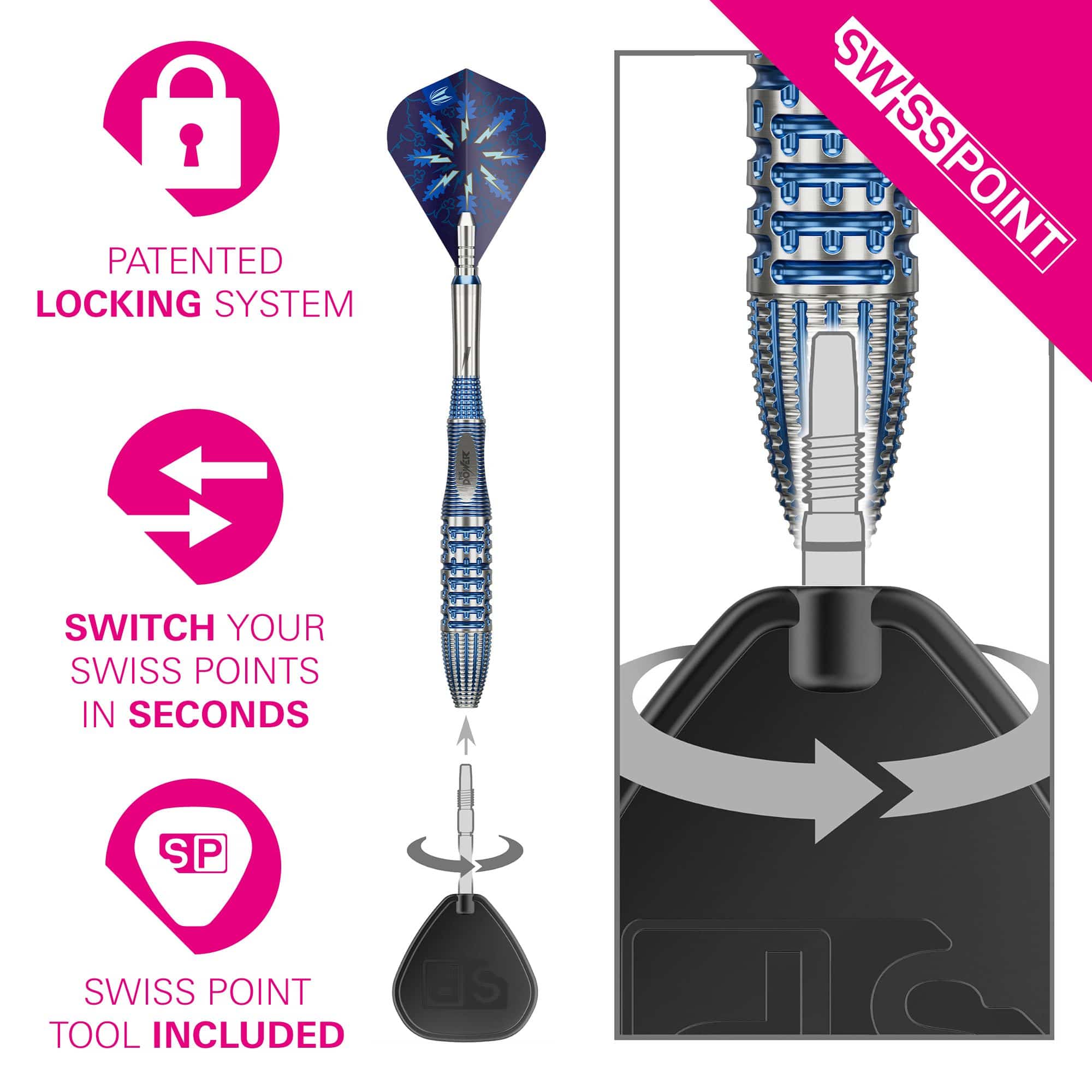 Freccette in acciaio Target Phil Taylor Gx2 Swiss Point Abgebildet sind die Target Phil Taylor Gx2 Swiss Point Steeldarts. Sie eignen sich ideal für Dartspieler und bieten eine hochwertige Verarbeitung.