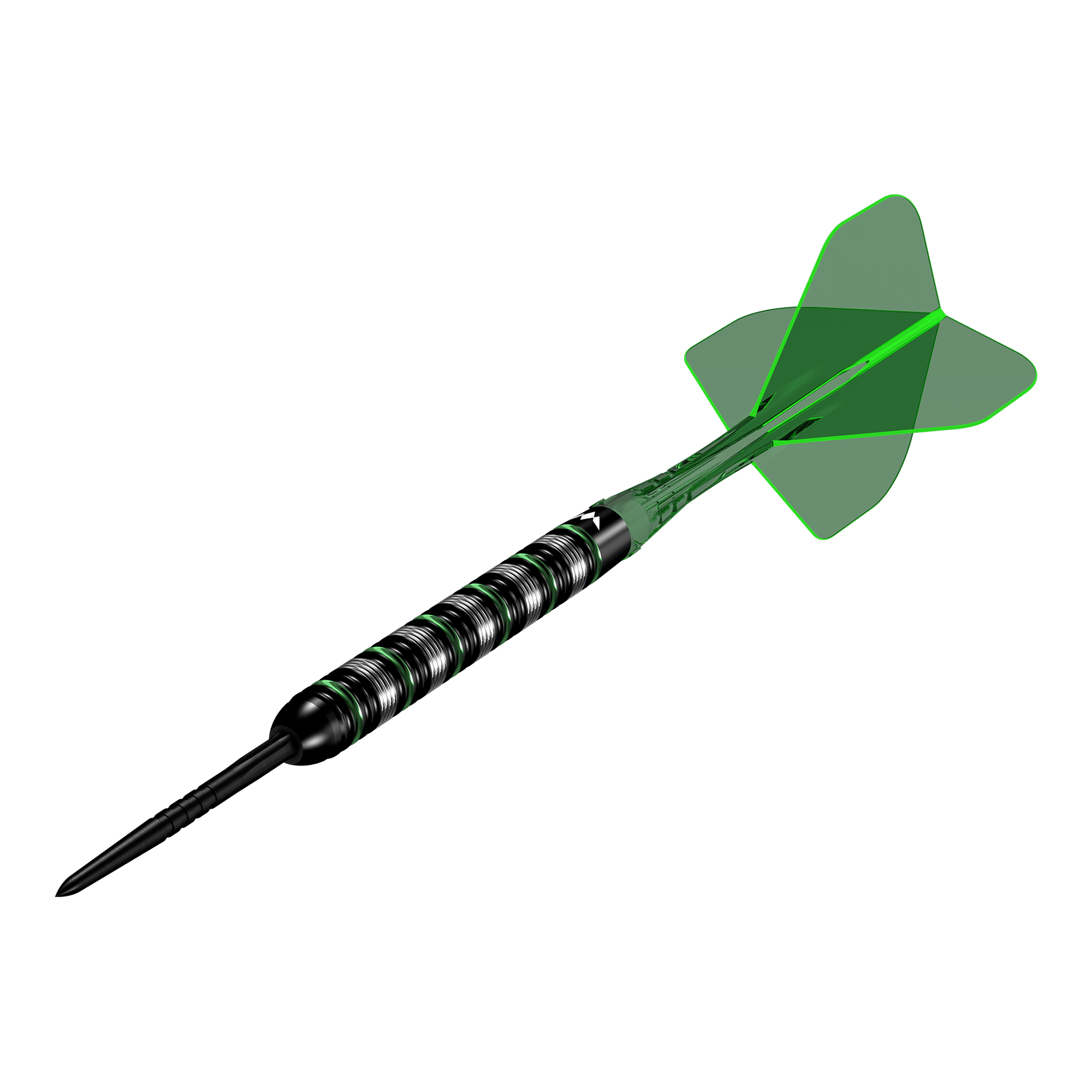 Freccette Mission Moldavite Steel - 23 g Mission Moldavite Steeldarts - 23g wird aus einer anderen Perspektive gezeigt. Die Darts zeichnen sich durch ein grünes Designelement aus.