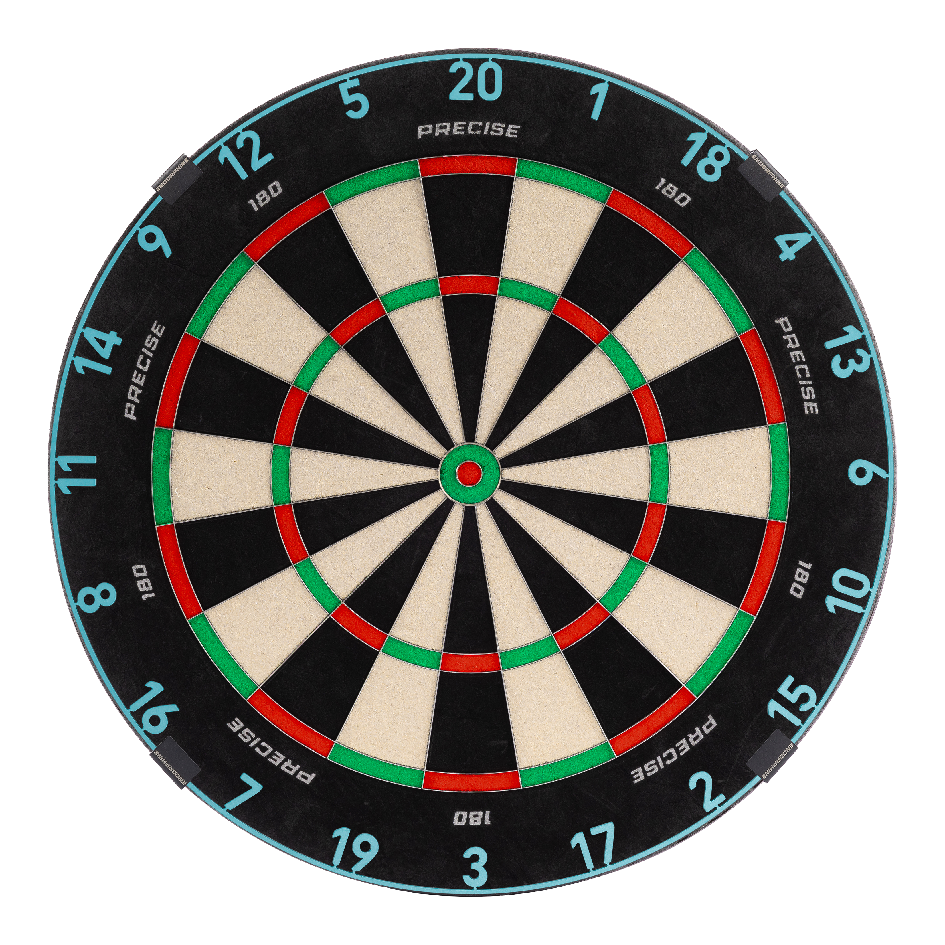 Bersaglio per freccette in acciaio Precise 180 Endorphine con anello numerato - Blu infinito Das Precise 180 Endorphine Steeldartboard mit Nummernring in Infinity Blue ist abgebildet. Es bietet optimale Bedingungen für ein präzises Dartspiel.