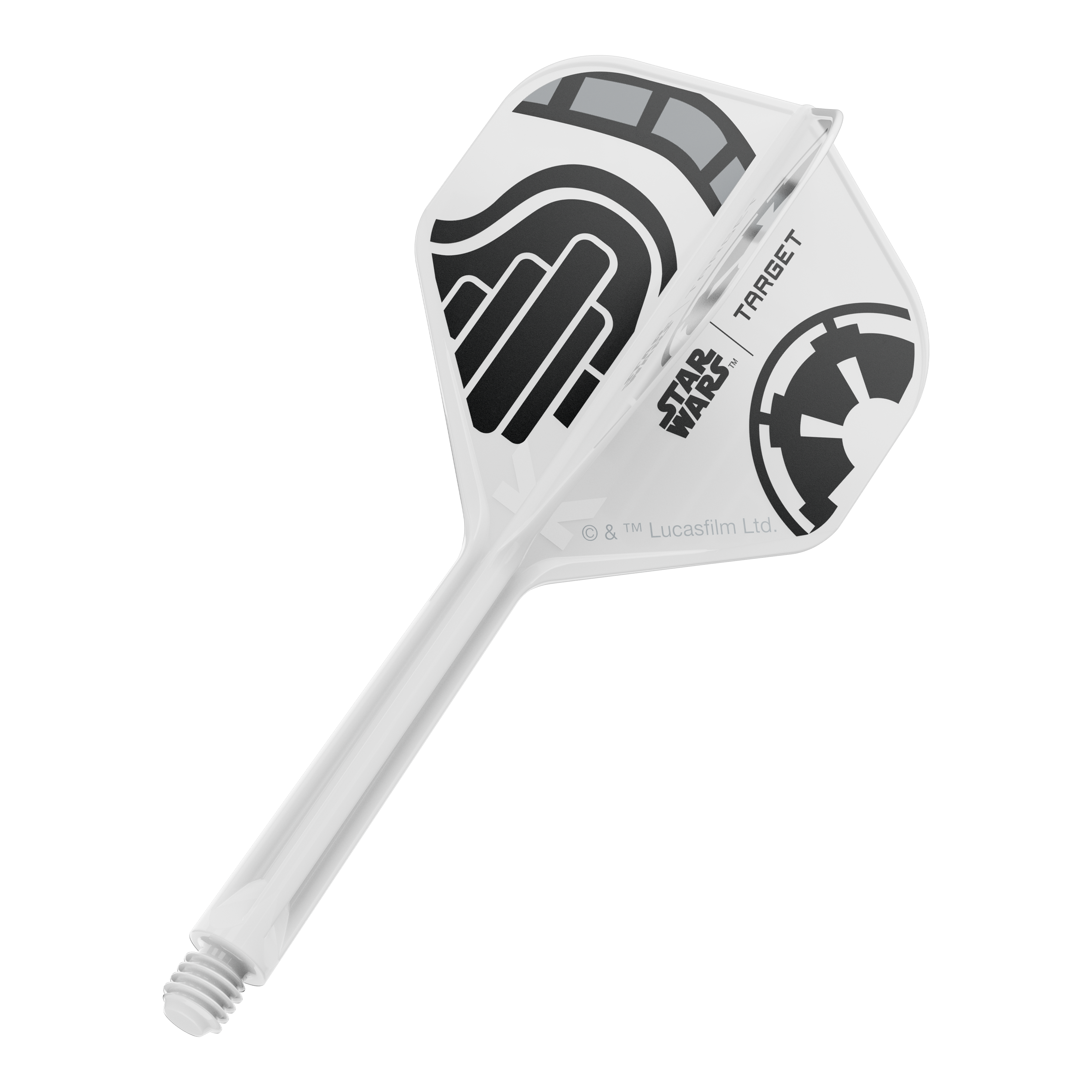 Voli standard Target Star Wars K-Flex Stormtrooper No2 Zu sehen ist ein Dart-Flight aus der Star Wars KFlex Stormtrooper No2 Standard Serie. Der Flight ist medium-lang und misst 33 mm.